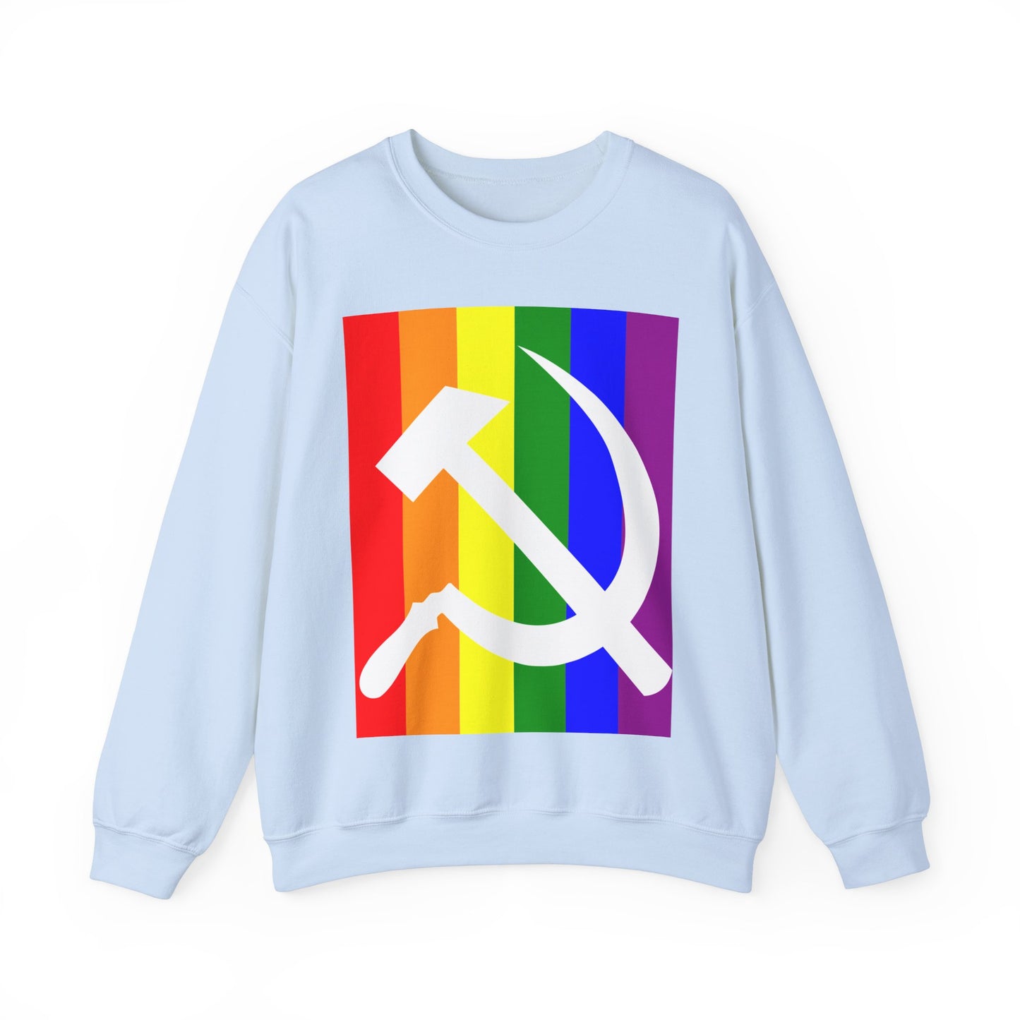 LGBTQ+ Socialist Rainbow Flag with Hammer and Sickle Communist Unisex Heavy Blend Crewneck Sweatshirt