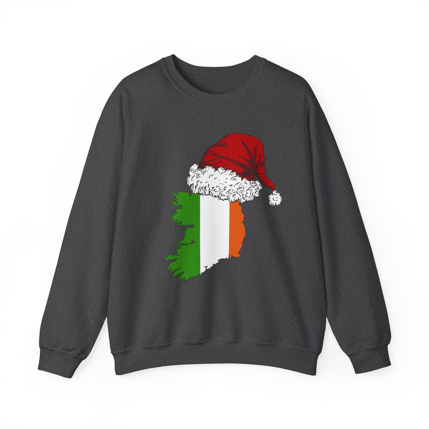 Ireland with Red Santa Hat Christmas Irish Flag Erin go Bragh Christmas Unisex Heavy Blend Crewneck Sweatshirt