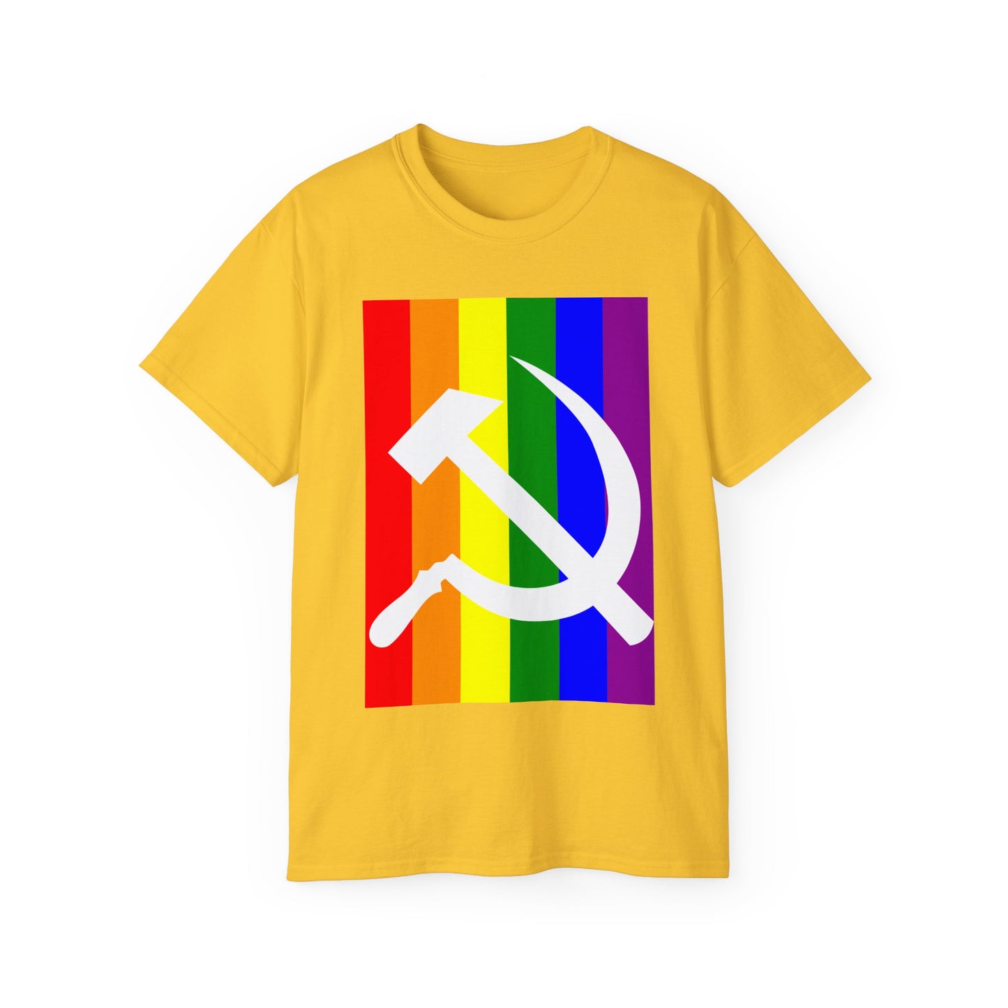 LGBTQ+ Socialist Rainbow Flag with Hammer and Sickle Communist Unisex Ultra Cotton Tee