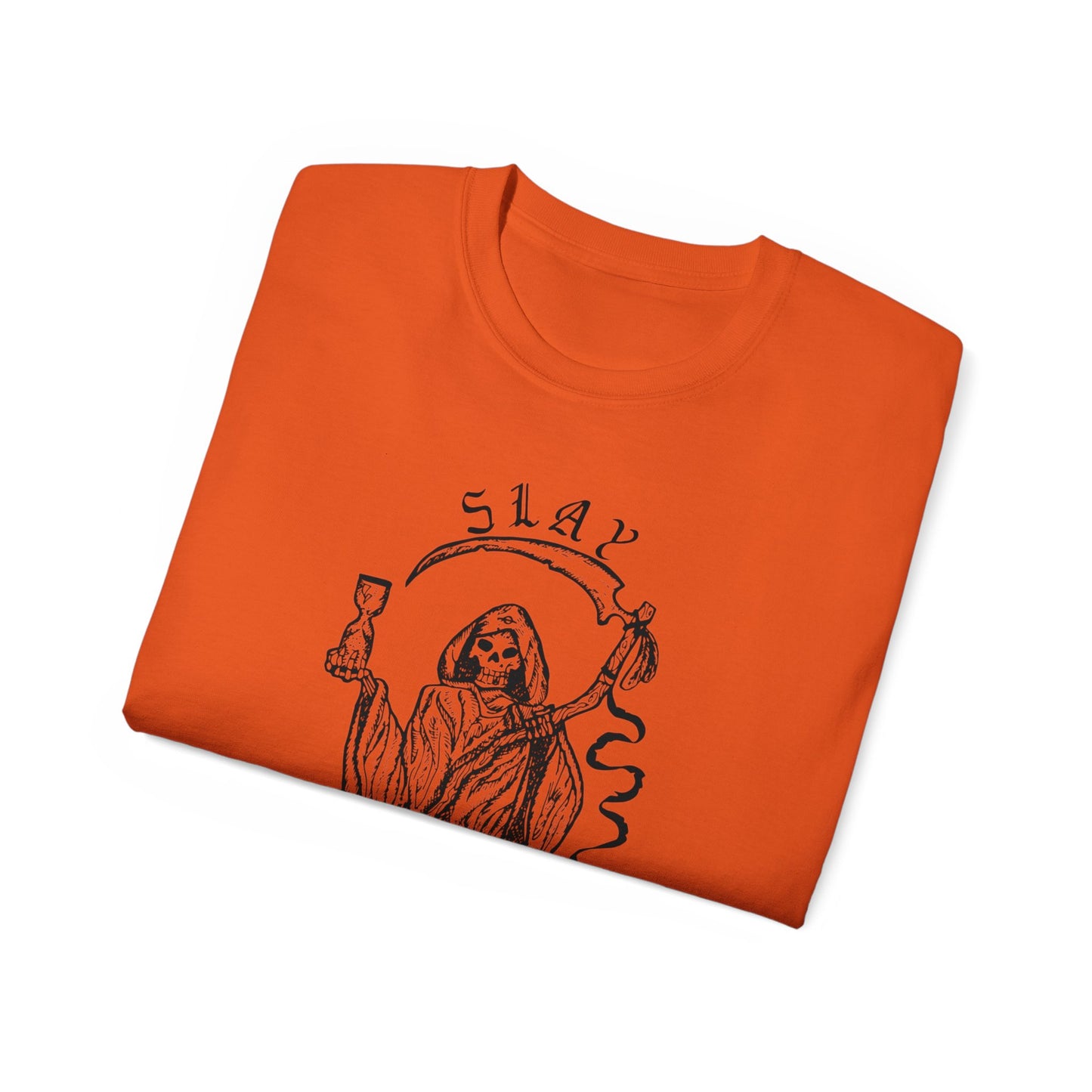 LGBTQ Plus Slay Grim Reaper Crossing The River Styx The Ferry Man with Scythe Gay Lesbian Trans Drag Pride Unisex Ultra Cotton Tee