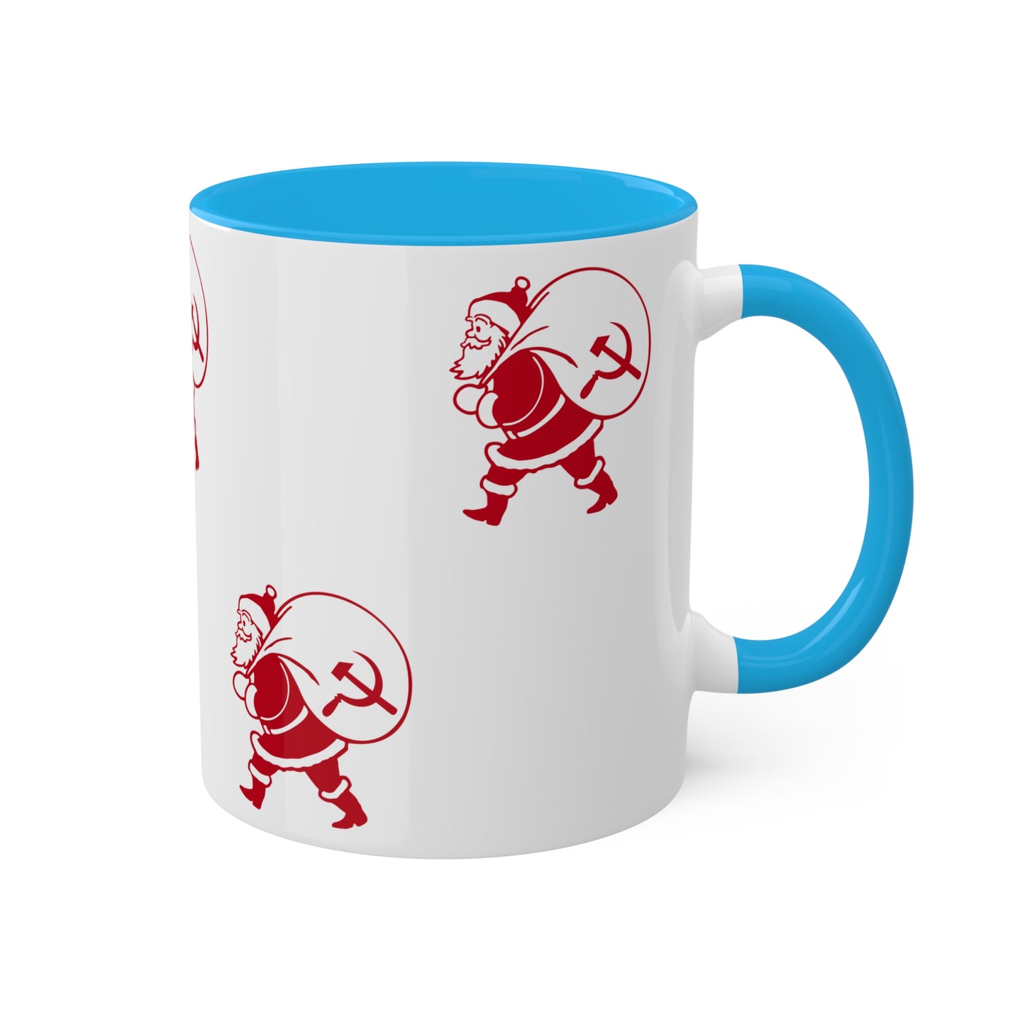 Socialist Santa Leftist Father Christmas with Hammer and Sickle Sack Communist Christmas Mug