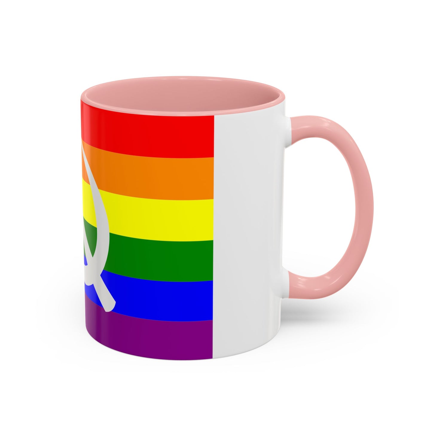 LGBTQ Socialist Rainbow Flag with Hammer and Sickle Communist Accent Coffee Mug