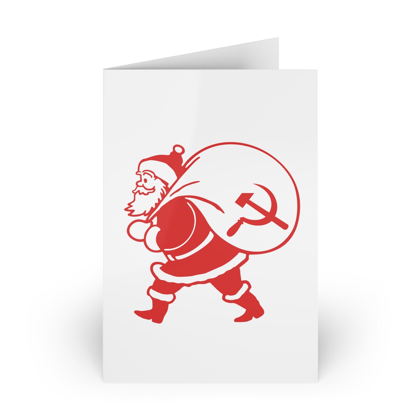 Socialist Santa Leftist Father Christmas with Hammer and Sickle Sack Communist Christmas Greeting Card (1)