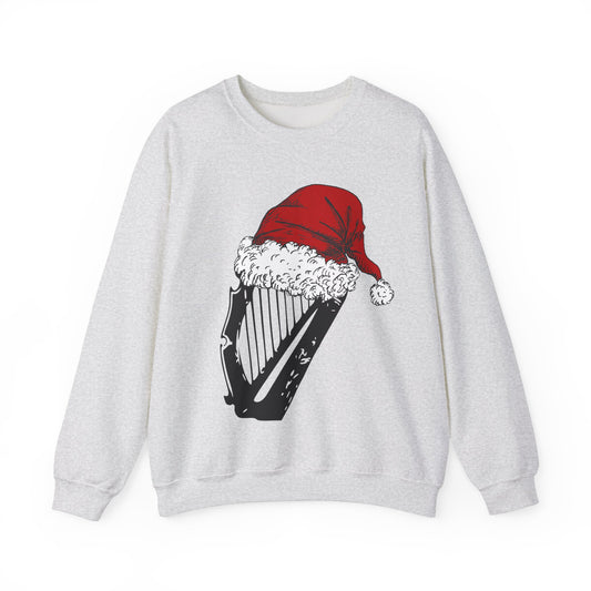 Irish Christmas Harp with Red Santa Hat Ireland Christmas Sweater Erin go Bragh Unisex Heavy Blend Crewneck Sweatshirt