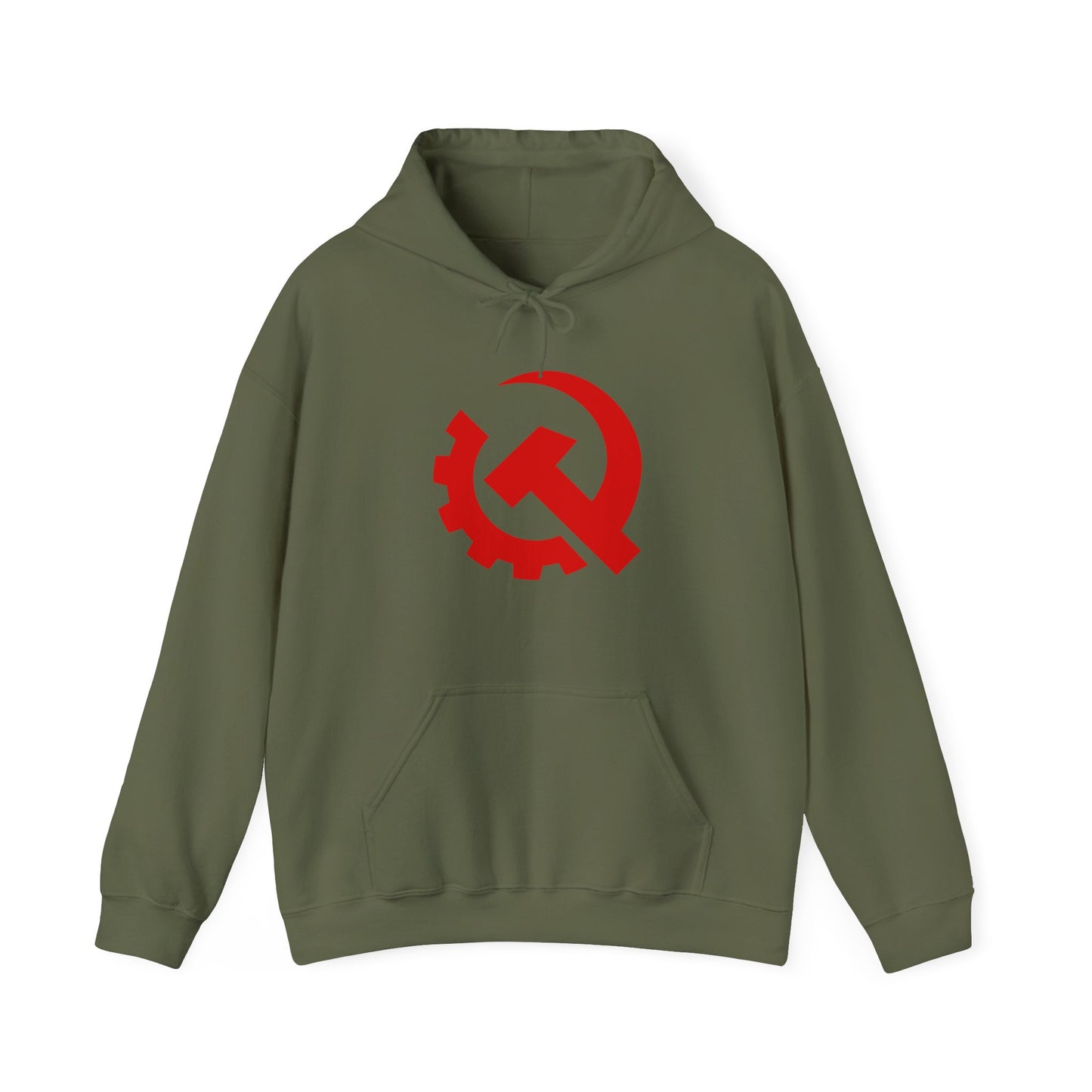 Communist Red Hammer & Sickle Gear Emblem Socialist Leftist Hoodie