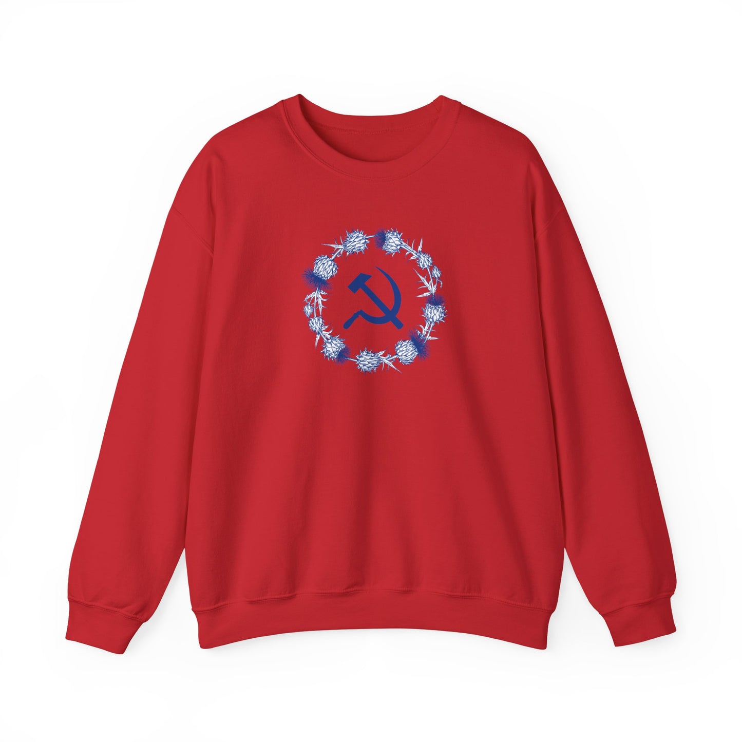 Scottish Socialist Solidarity Hammer and Sickle with Thistle Border Leftist Scotland Communist Unisex Heavy Blend™ Crewneck Sweatshirt