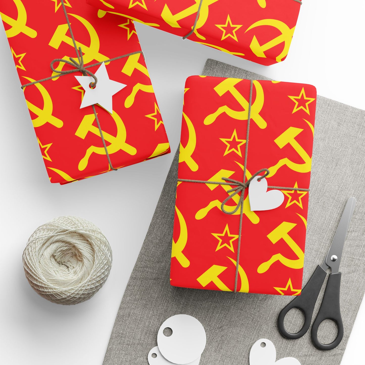 Leftist Hammer and Sickle Socialist Red and Yellow Communist Christmas and Birthday Wrapping Paper