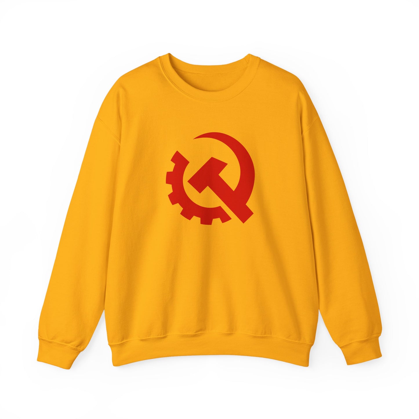 Communist Red Hammer & Sickle Gear Emblem Socialist Leftist Crewneck Sweatshirt