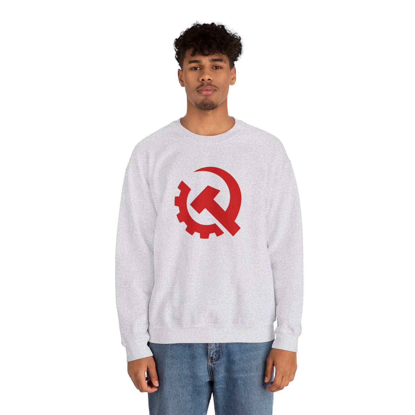 Communist Red Hammer & Sickle Gear Emblem Socialist Leftist Crewneck Sweatshirt