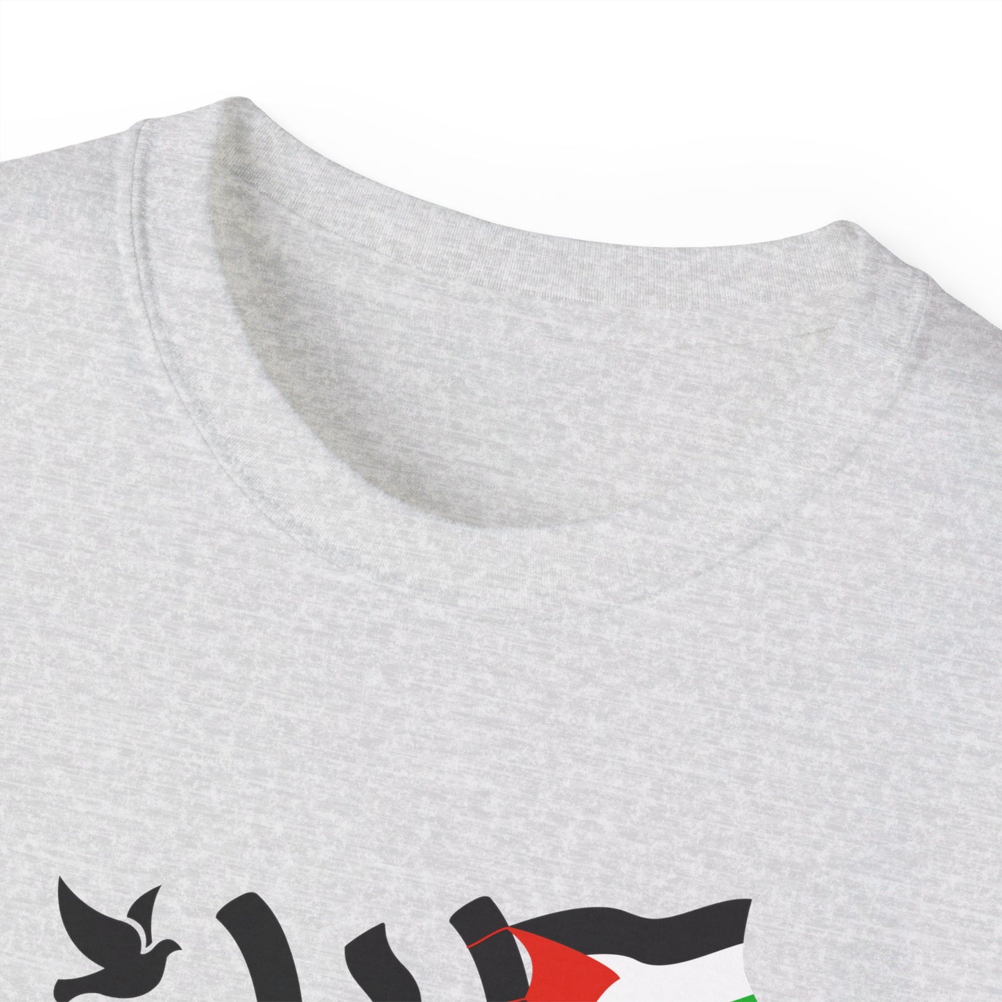 Palestine in Arabic with Dove of Peace and Palestinian Flag Free Palestine Palestinian Solidarity Unisex Ultra Cotton Tee