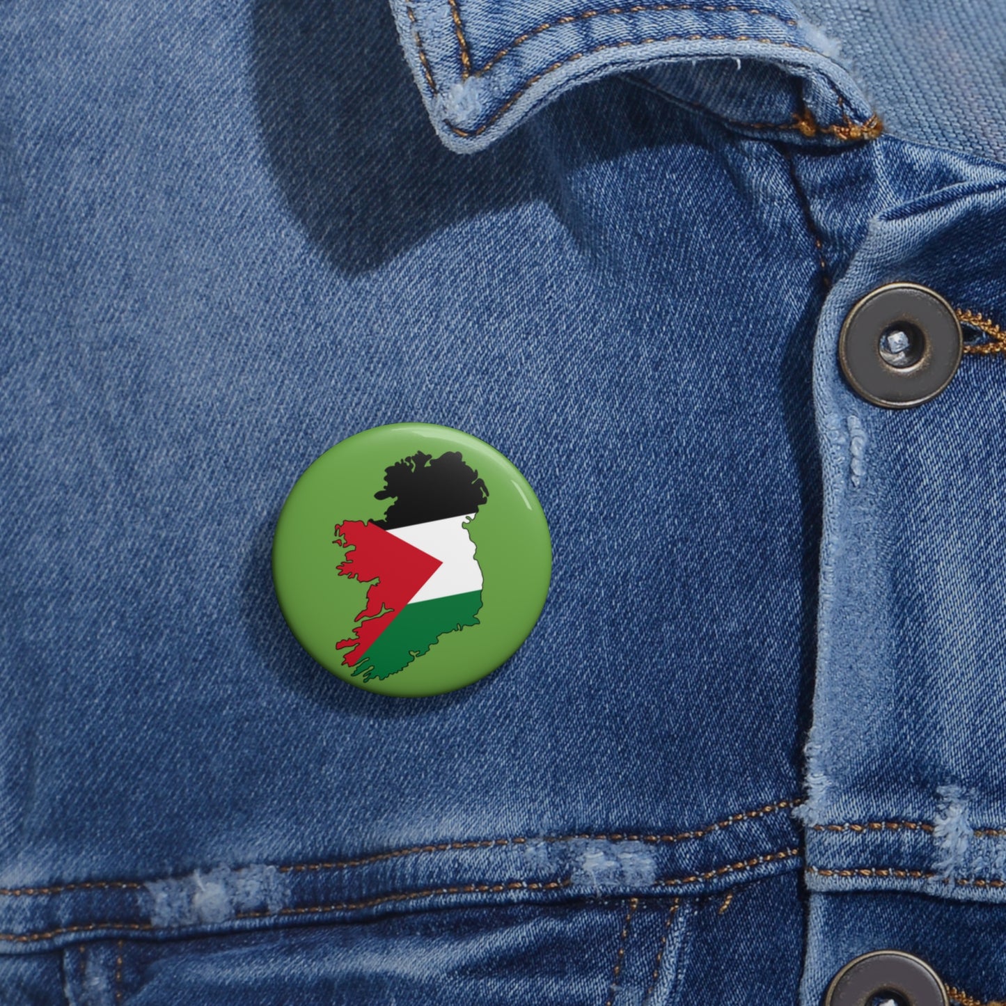 Irish Palestine Solidarity Outline of Ireland with Palestinian Flag Free Gaza Pin Badge Button