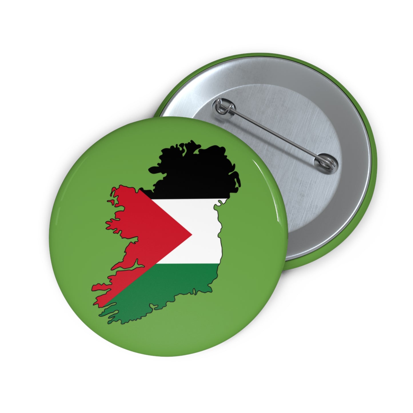 Irish Palestine Solidarity Outline of Ireland with Palestinian Flag Free Gaza Pin Badge Button