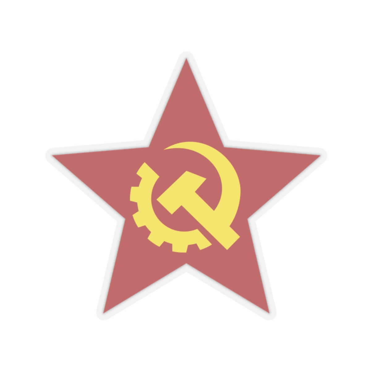 Red Star with USSR Industrial Style Hammer and Sickle Communist Leftist Bubble-free Sticker