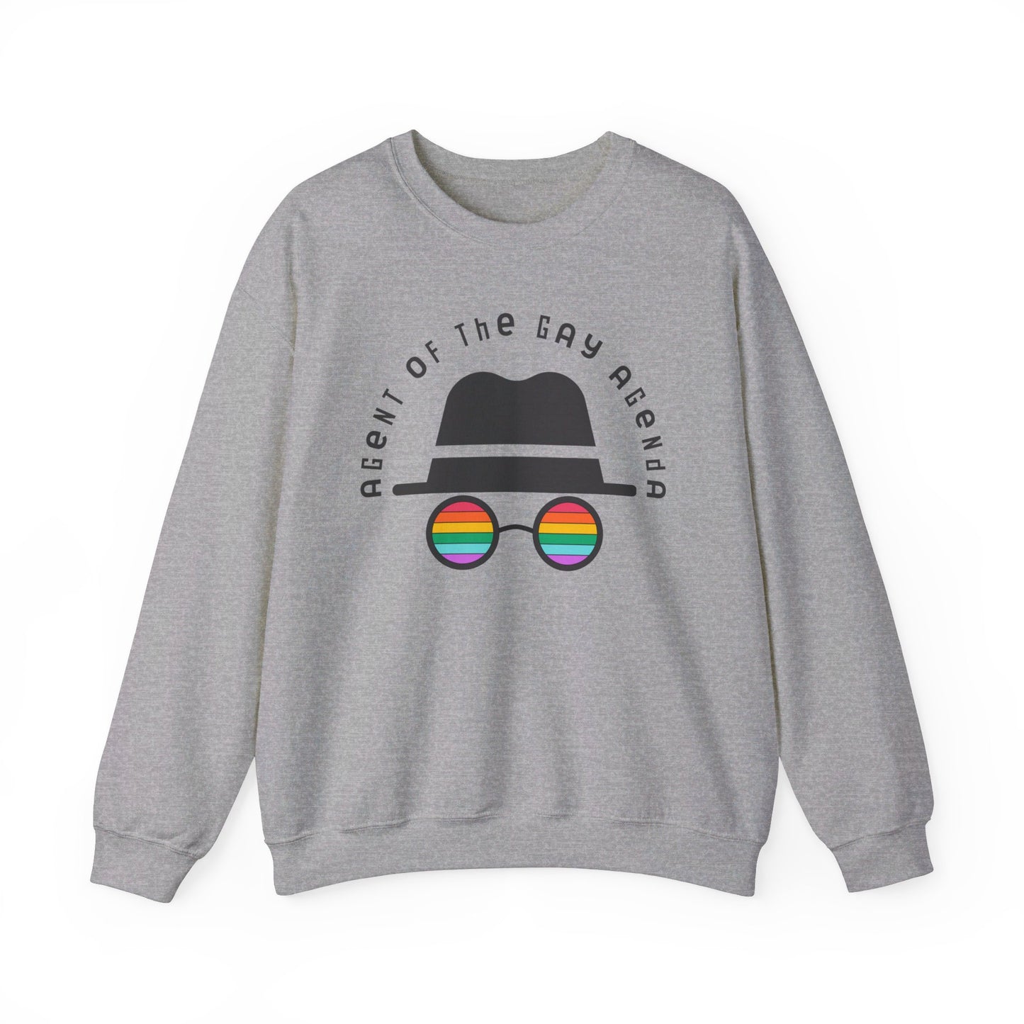 LGBTQ Plus Rainbow Agent of The Gay Agenda Spy Gay Queer Trans Rights Lesbian Pride Unisex Heavy Blend™ Crewneck Sweatshirt