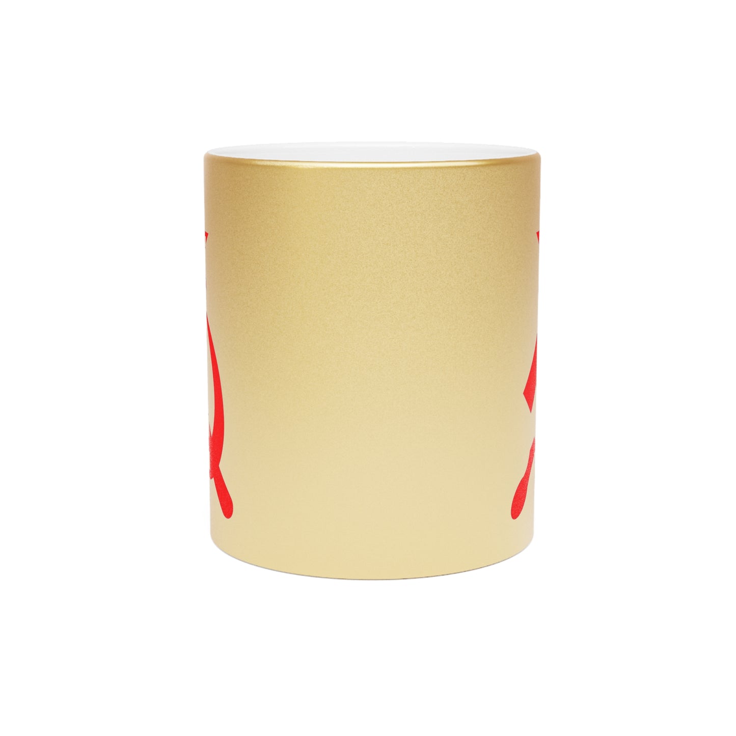 Socialist CCCP Red Hammer and Sickle Communist Leftist Ceramic Metallic Style Mug (Silver / Gold)