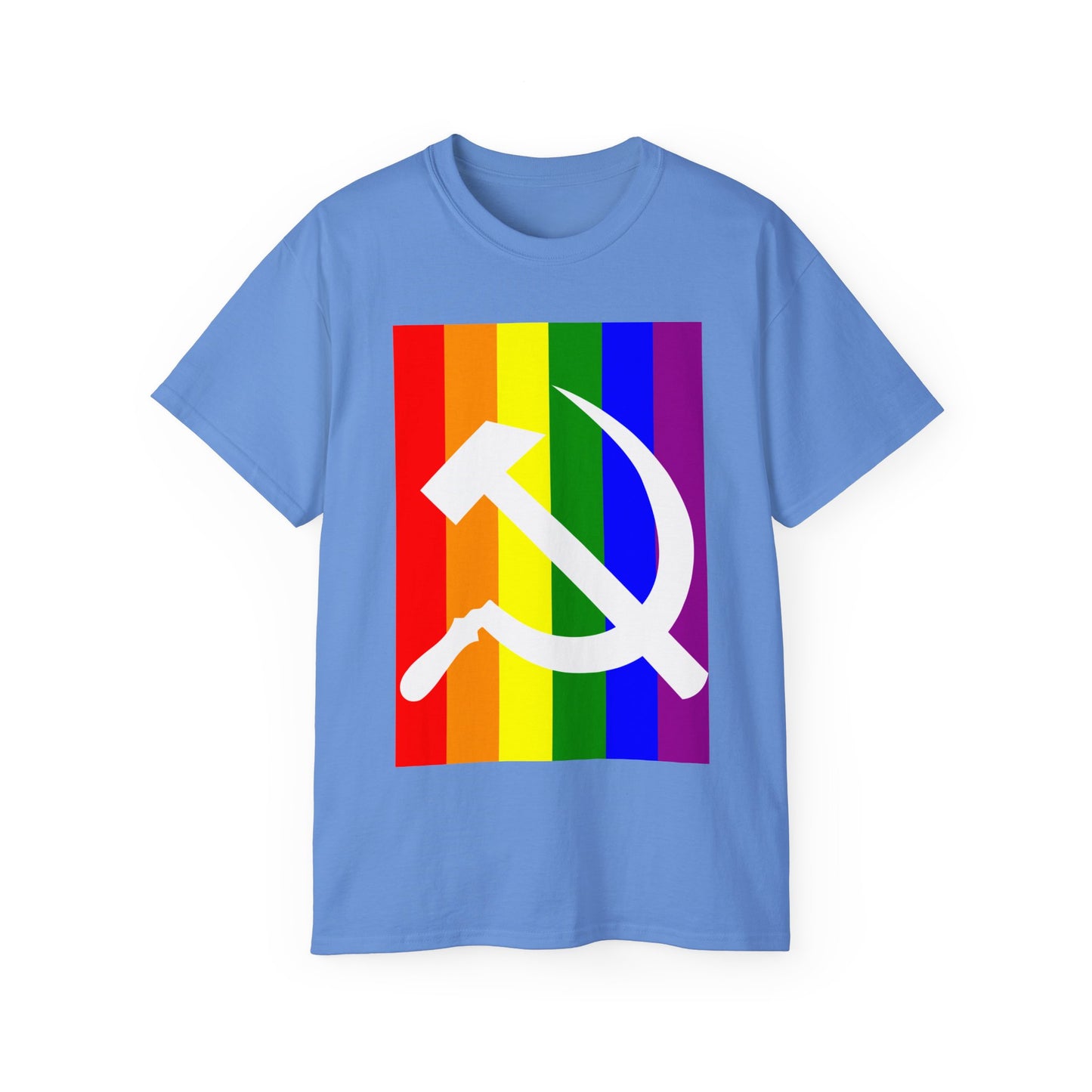 LGBTQ+ Socialist Rainbow Flag with Hammer and Sickle Communist Unisex Ultra Cotton Tee