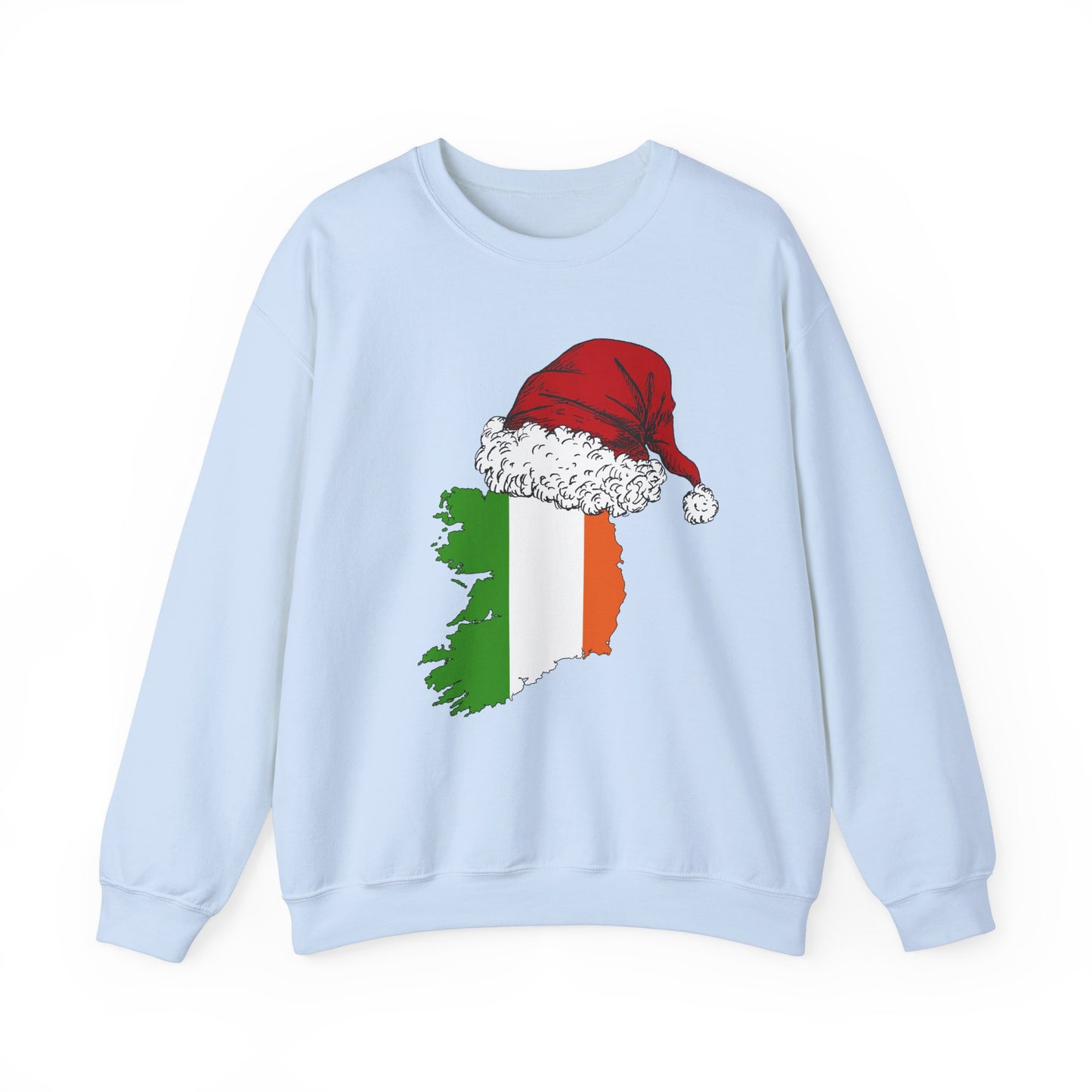 Ireland with Red Santa Hat Christmas Irish Flag Erin go Bragh Christmas Unisex Heavy Blend Crewneck Sweatshirt