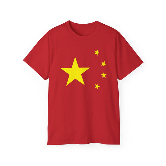 Chinese Communist Red Flag with Yellow Stars China Leftist CCP People's Republic of China Unisex Ultra Cotton Tee
