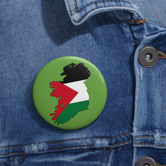 Irish Palestine Solidarity Outline of Ireland with Palestinian Flag Free Gaza Pin Badge Button