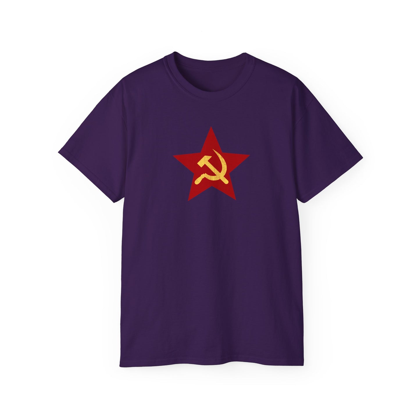Leftist Red Star with Worn Style Socialist USSR Hammer and Sickle Communist Unisex Ultra Cotton Tee