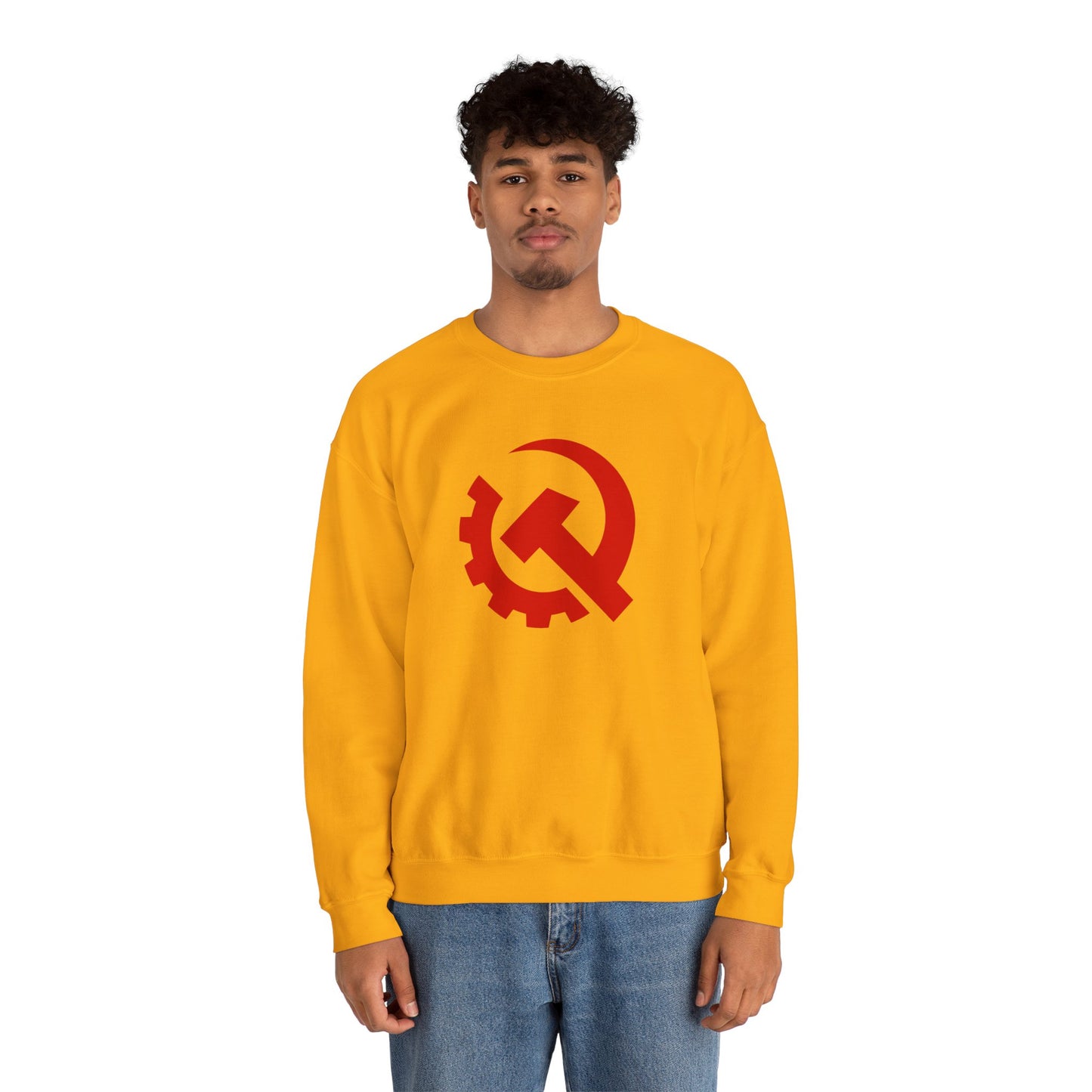 Communist Red Hammer & Sickle Gear Emblem Socialist Leftist Crewneck Sweatshirt