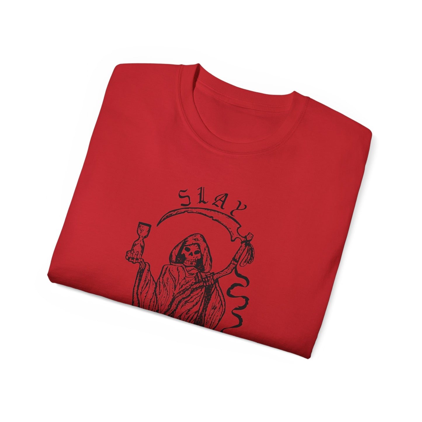 LGBTQ Plus Slay Grim Reaper Crossing The River Styx The Ferry Man with Scythe Gay Lesbian Trans Drag Pride Unisex Ultra Cotton Tee