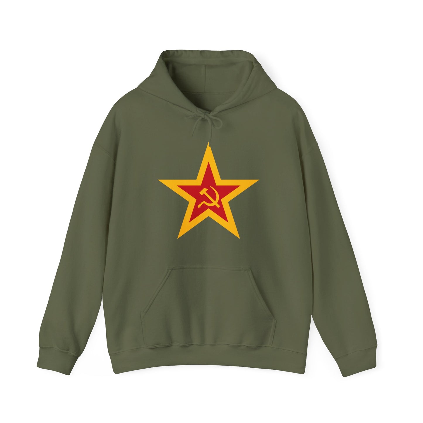 Communist Red and Gold Star with Socialist Hammer and Sickle Leftist Unisex Heavy Blend™ Hooded Sweatshirt