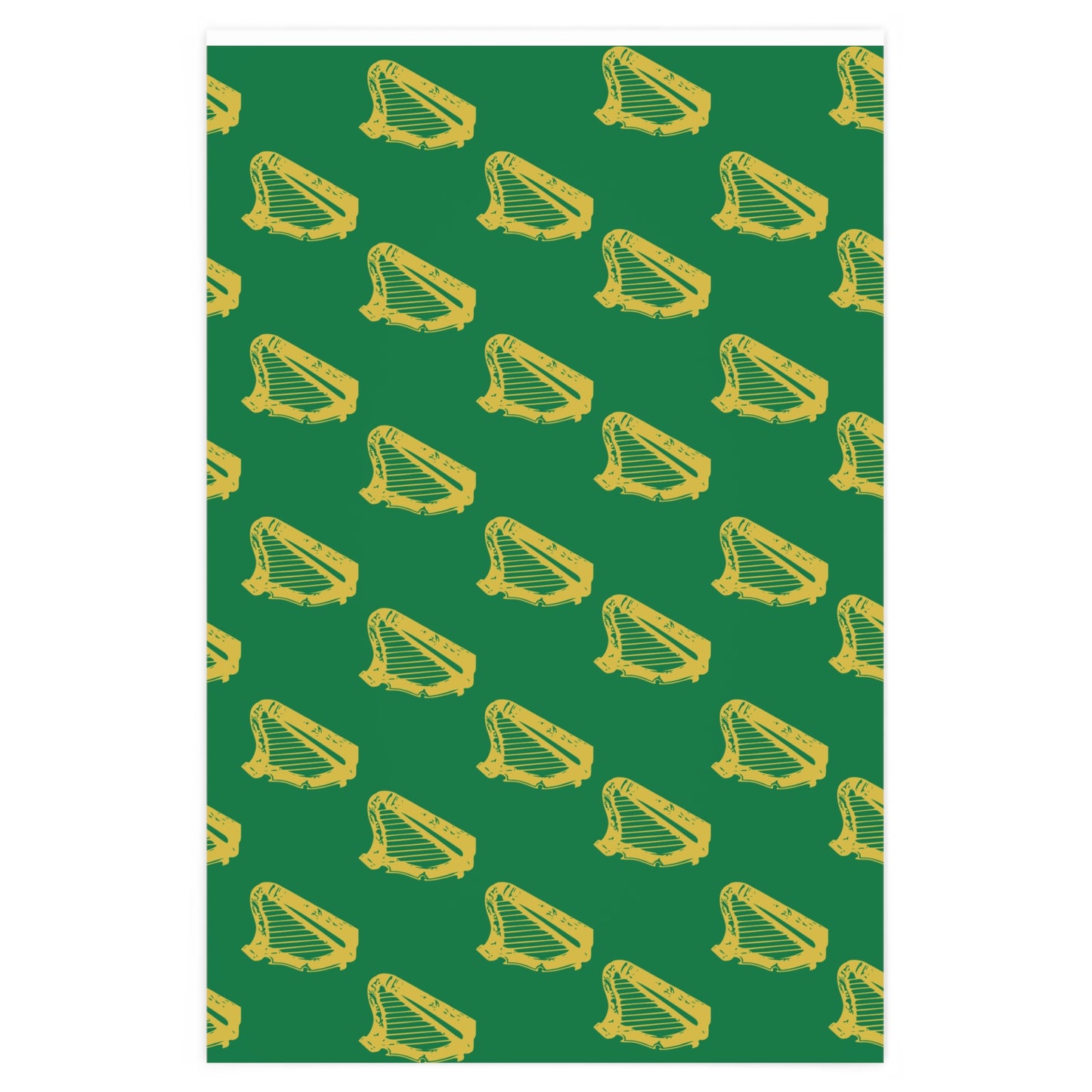 Irish Green with Golden Harps Wrapping Paper Erin go Bragh Birthday Christmas Ireland Gift Wrap