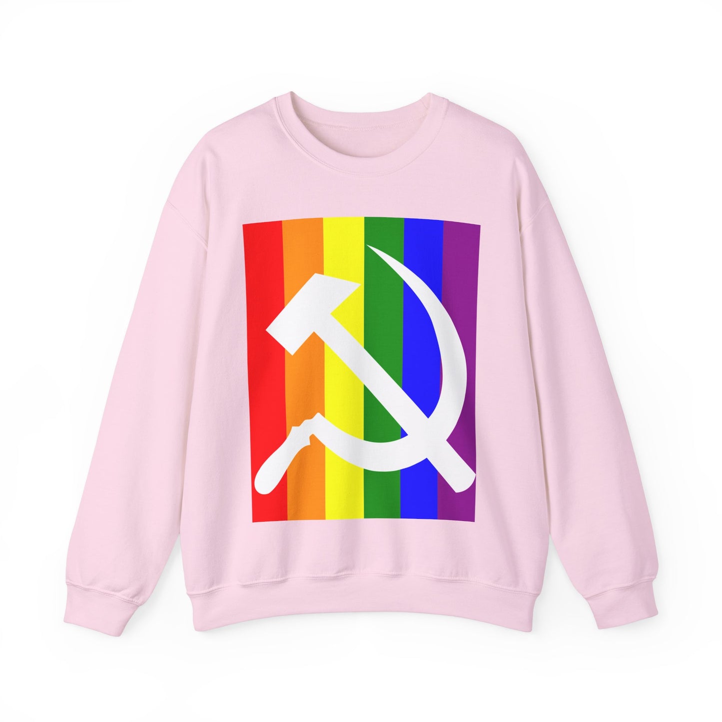 LGBTQ+ Socialist Rainbow Flag with Hammer and Sickle Communist Unisex Heavy Blend Crewneck Sweatshirt