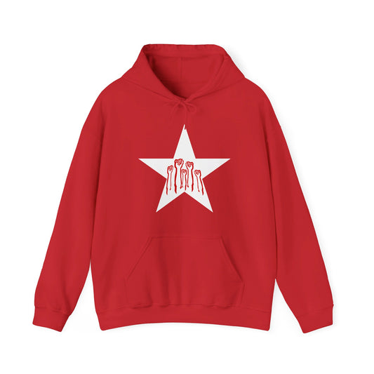 Socialist Solidarity Red Star with White Fists Communist Leftist Unisex Heavy Blend Hooded Sweatshirt