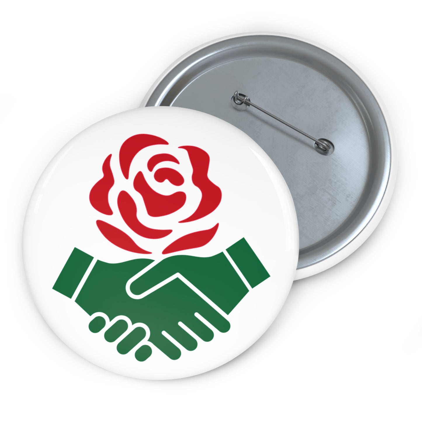 Socialist Red Rose Solidarity Leftist Pin Badge Button