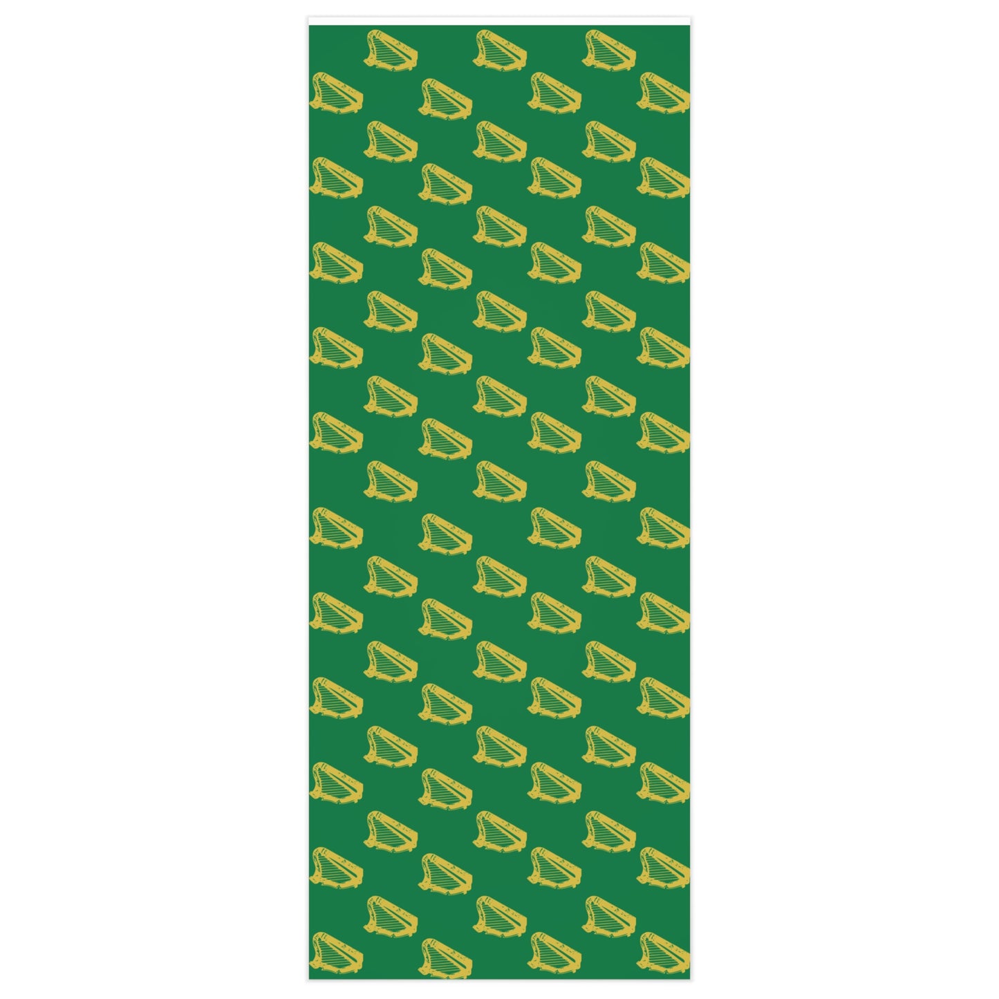 Irish Green with Golden Harps Wrapping Paper Erin go Bragh Birthday Christmas Ireland Gift Wrap