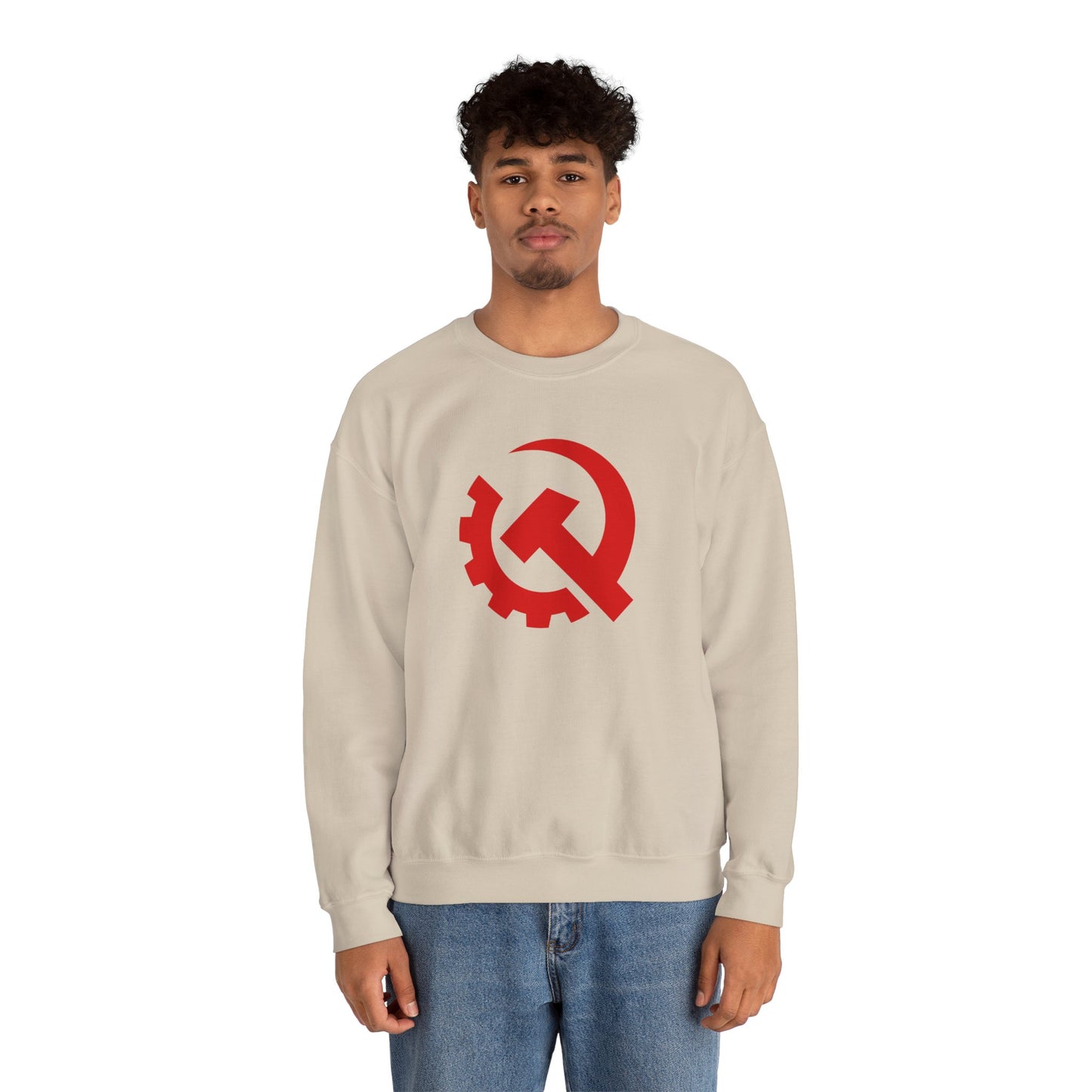 Communist Red Hammer & Sickle Gear Emblem Socialist Leftist Crewneck Sweatshirt