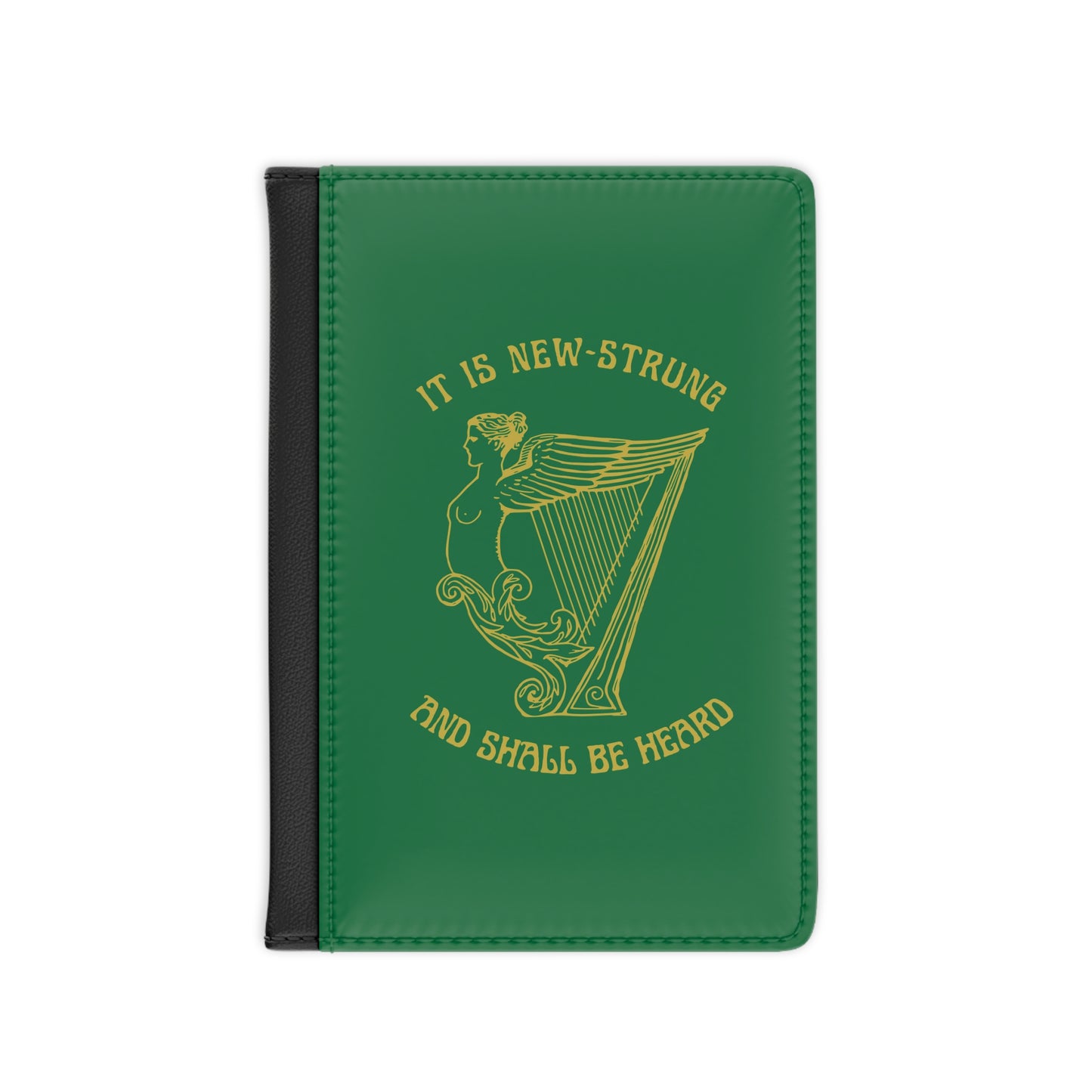 Irish The Society of United Irishmen Green and Gold Harp It is Newly Strung Ireland Passport Cover