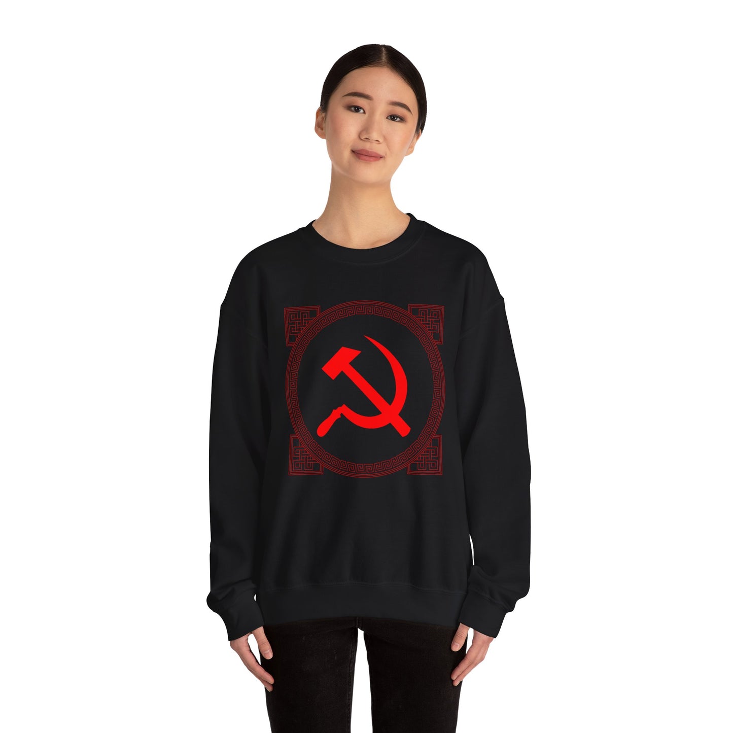 Communist Hammer and Sickle with Chinese East Asian Style Boarder Leftist Socialist Unisex Heavy Blend™ Crewneck Sweatshirt