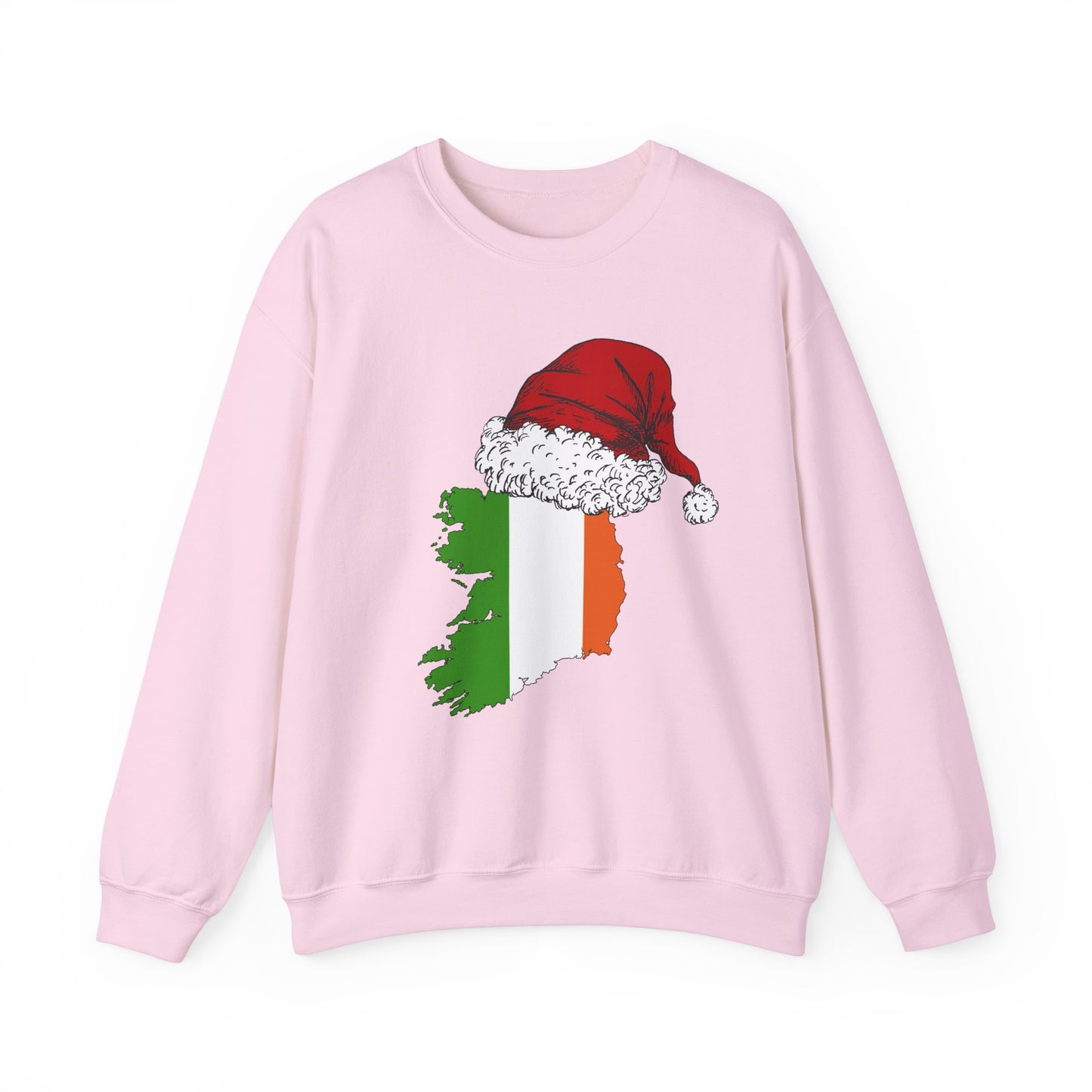 Ireland with Red Santa Hat Christmas Irish Flag Erin go Bragh Christmas Unisex Heavy Blend Crewneck Sweatshirt