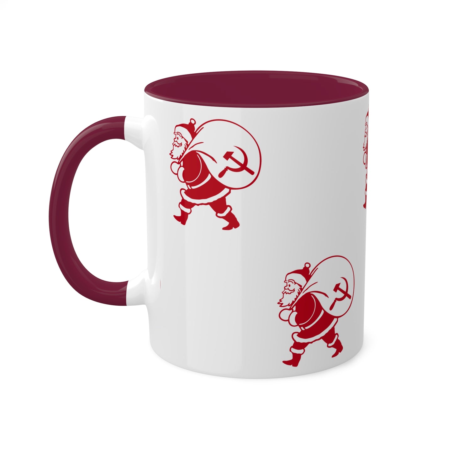 Socialist Santa Leftist Father Christmas with Hammer and Sickle Sack Communist Christmas Mug