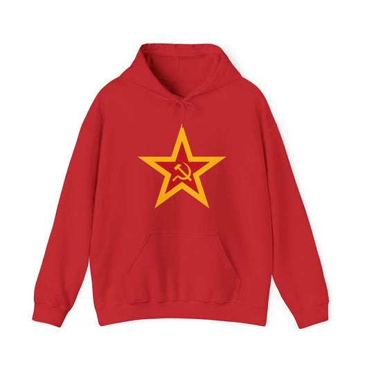 Communist Red and Gold Star with Socialist Hammer and Sickle Leftist Unisex Heavy Blend™ Hooded Sweatshirt