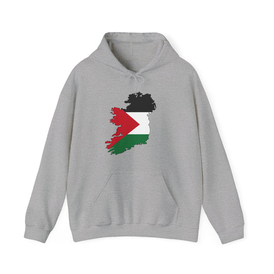 Irish Palestine Solidarity Outline of Ireland with Palestinian Flag Free Gaza Hoodie Unisex Heavy Blend™ Hooded Sweatshirt