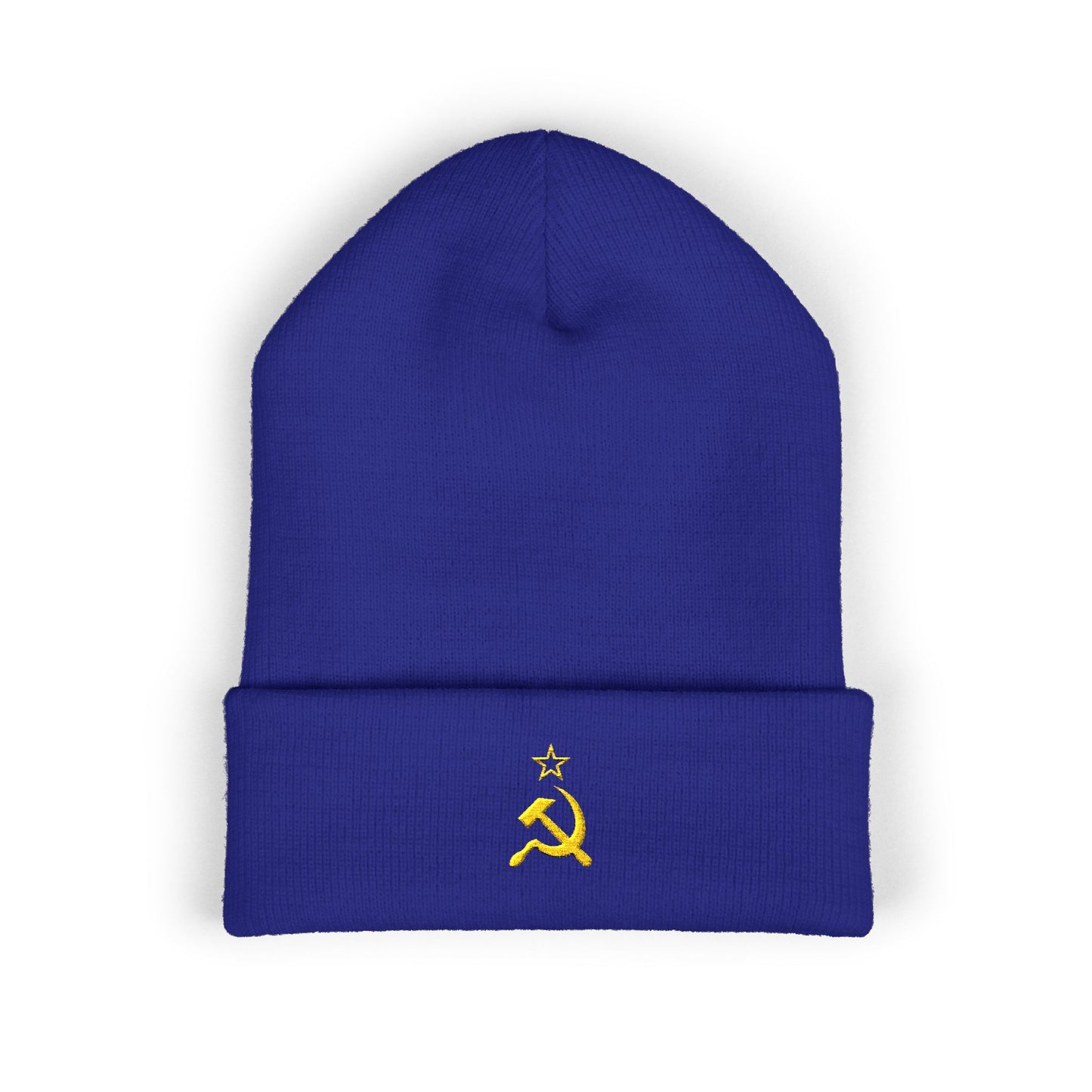 Socialist Leftist Gold Hammer and Sickle Communist Embroidered Cuffed Beanie