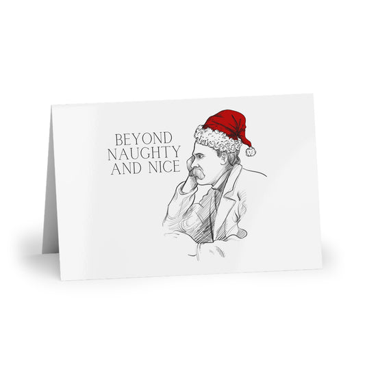 Christmas Friedrich Nietzsche with Santa Hat Beyond Naughty and Nice German Philosopher Christmas Greetings Card (1)