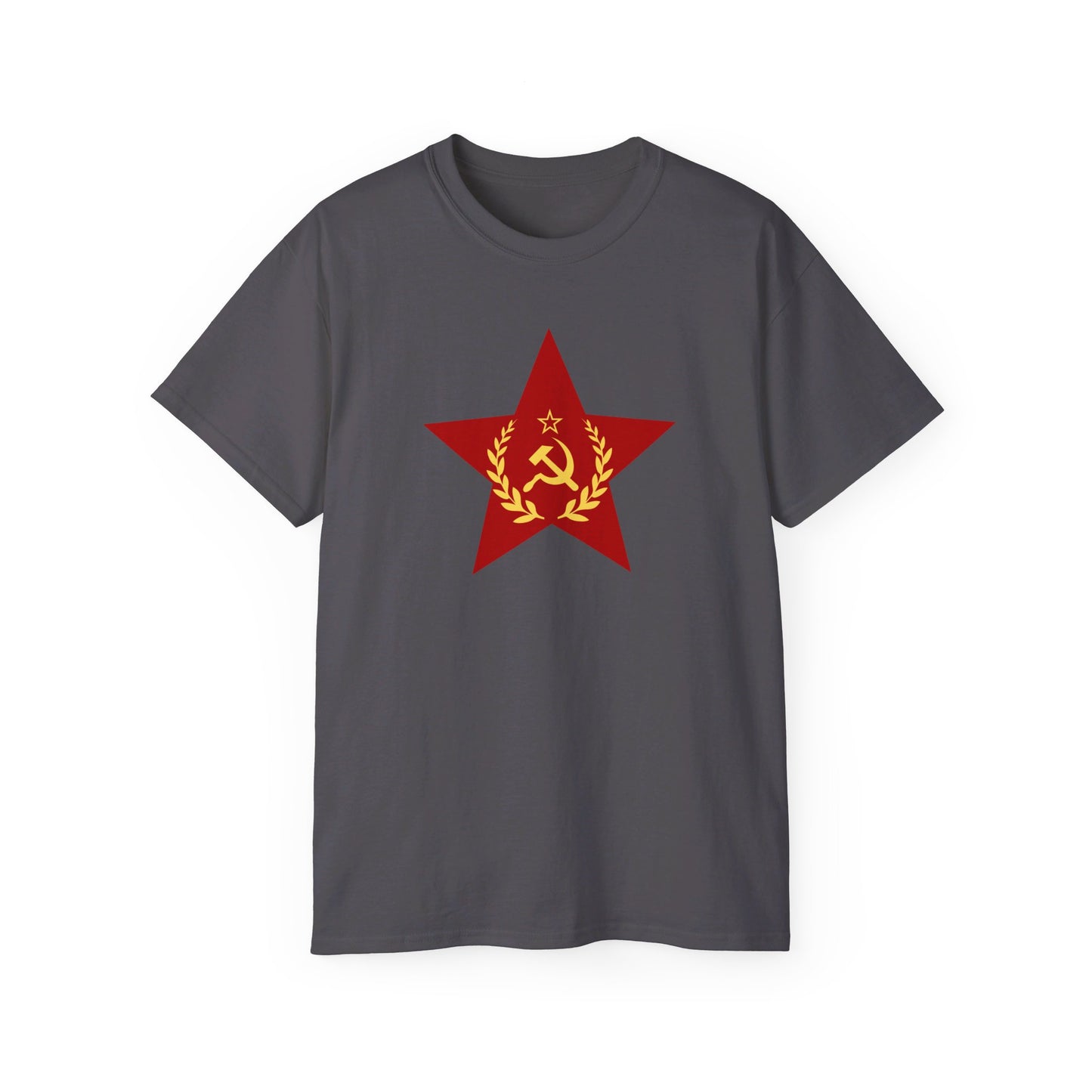 Leftist Red Star With Hammer and Sickle & Laurels Communist Socialist Unisex Ultra Cotton Tee