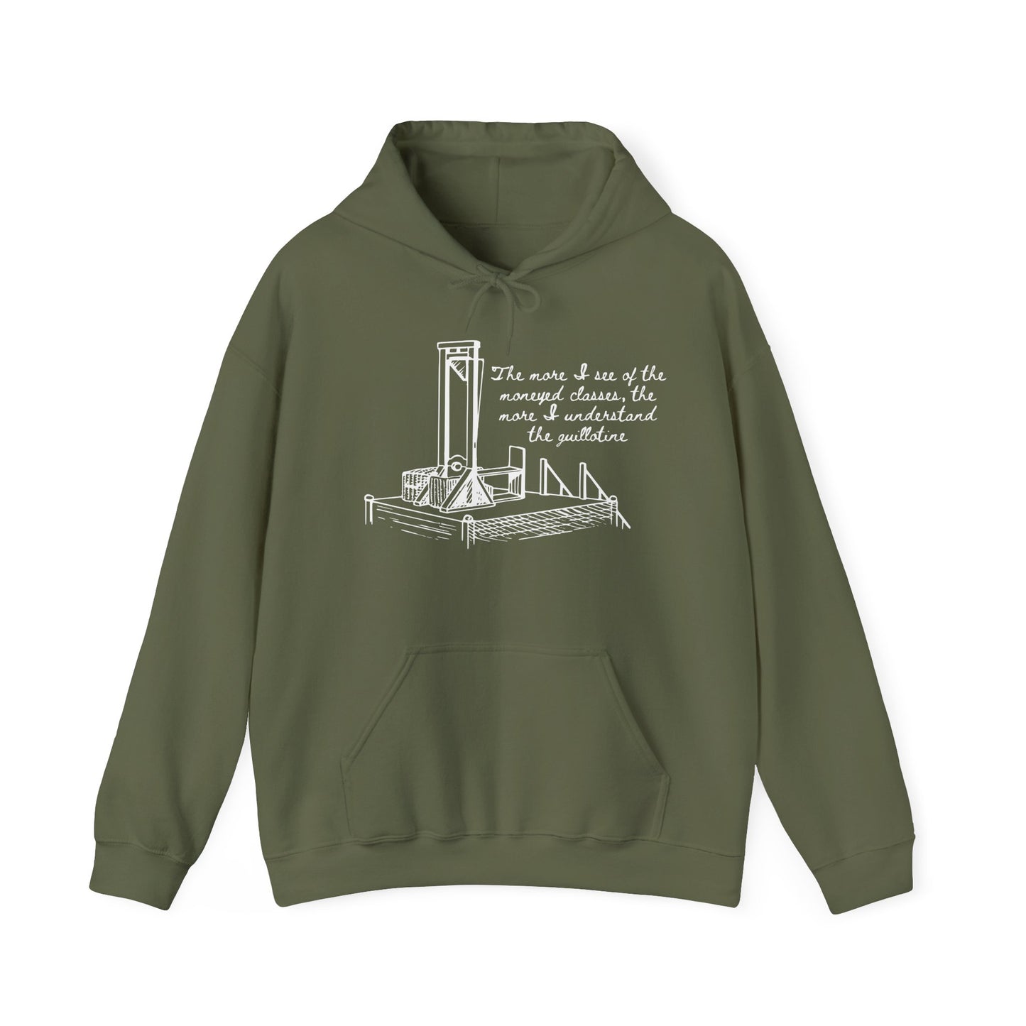 Anti Capitalist Guillotine with Platform George Bernard Shaw Quote The Moneyed Classes Leftist Socialist Hoodie Communist Hooded Sweatshirt
