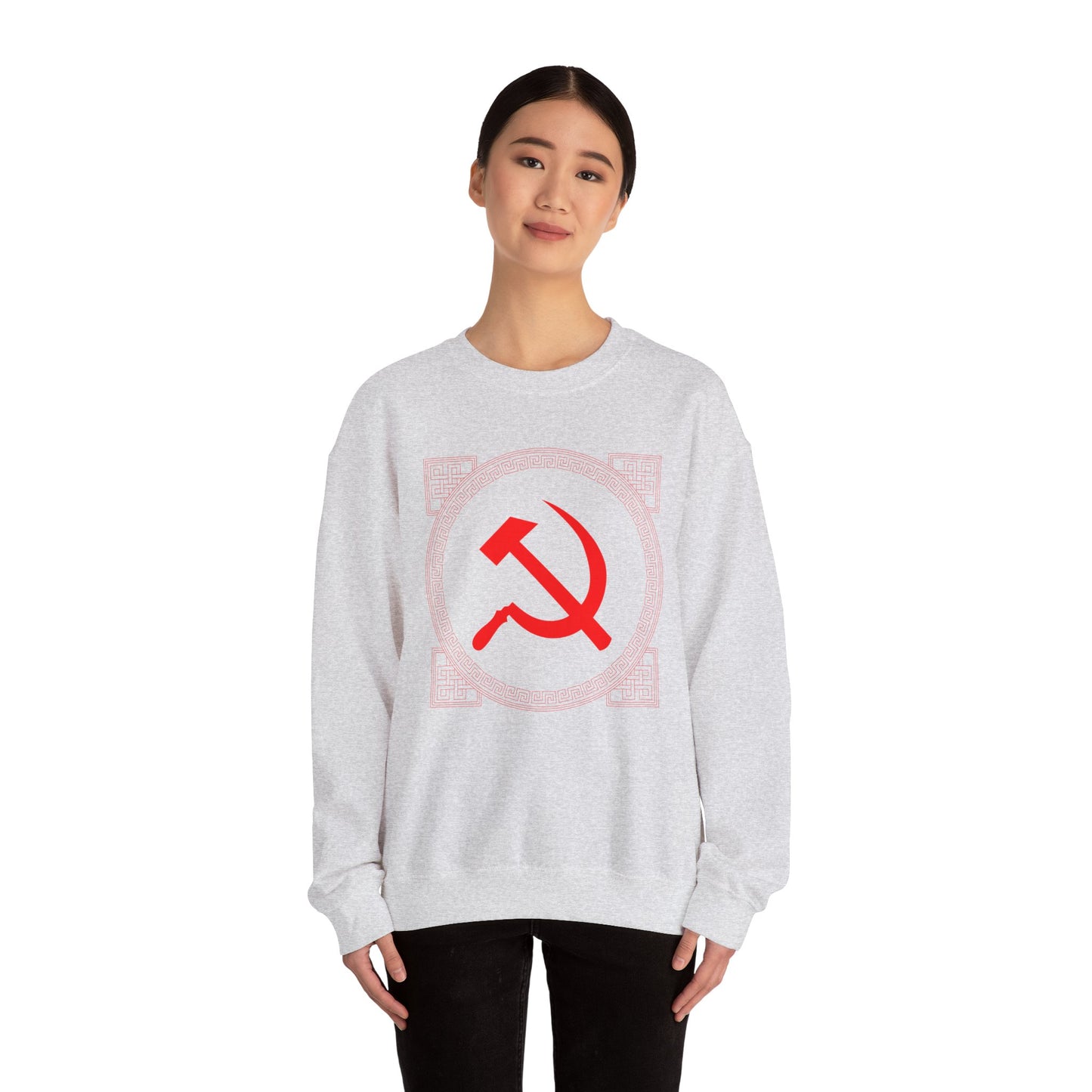 Communist Hammer and Sickle with Chinese East Asian Style Boarder Leftist Socialist Unisex Heavy Blend™ Crewneck Sweatshirt