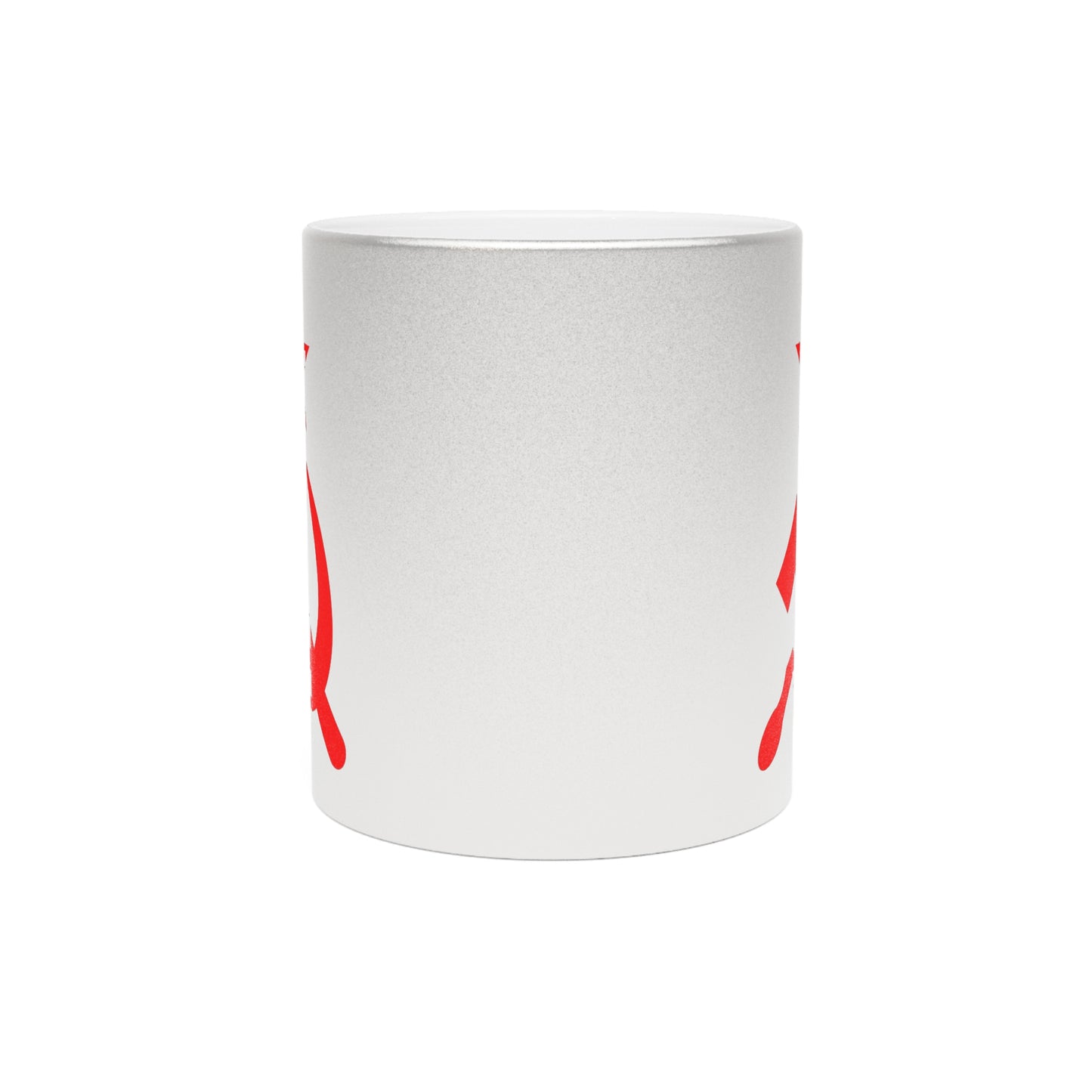 Socialist CCCP Red Hammer and Sickle Communist Leftist Ceramic Metallic Style Mug (Silver / Gold)