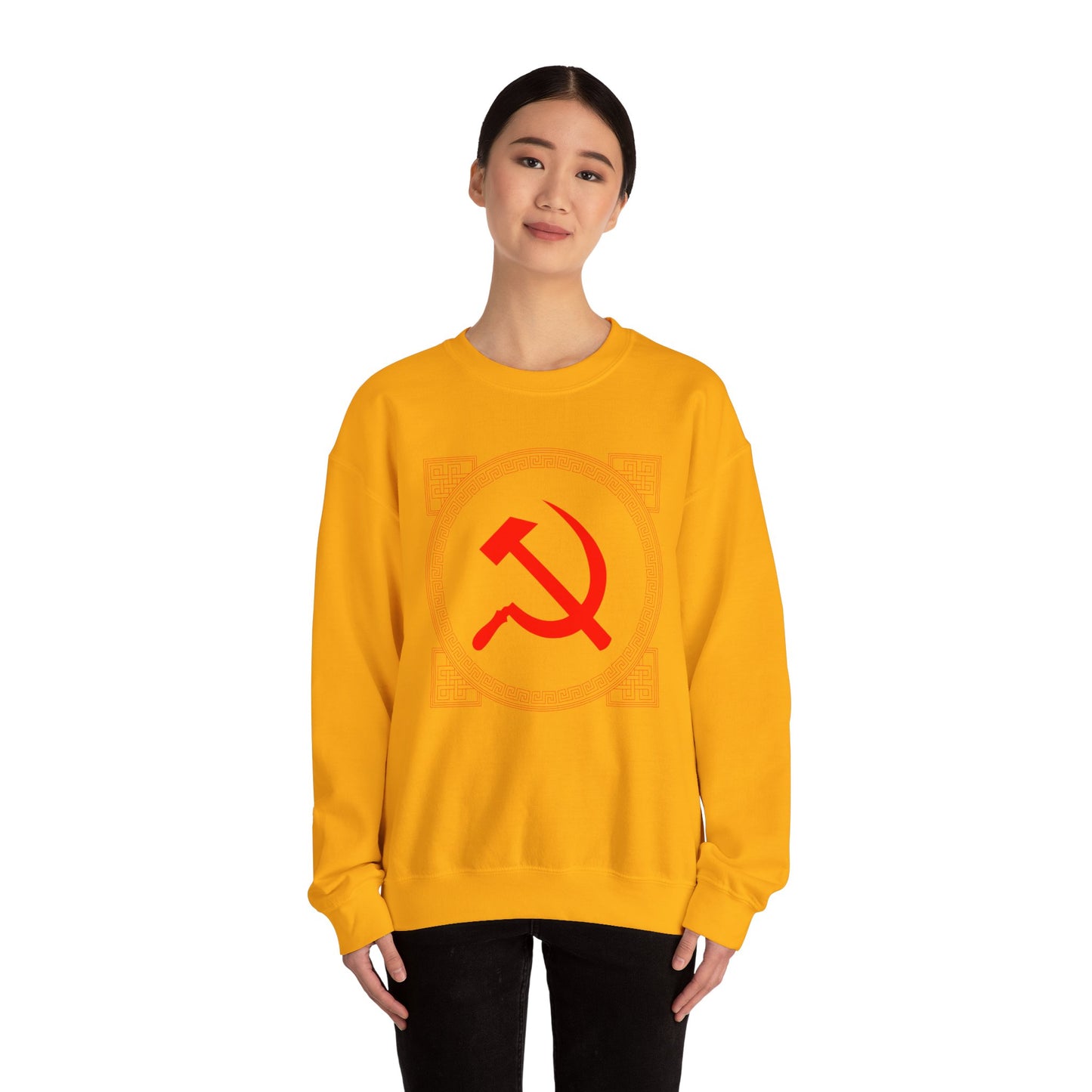 Communist Hammer and Sickle with Chinese East Asian Style Boarder Leftist Socialist Unisex Heavy Blend™ Crewneck Sweatshirt