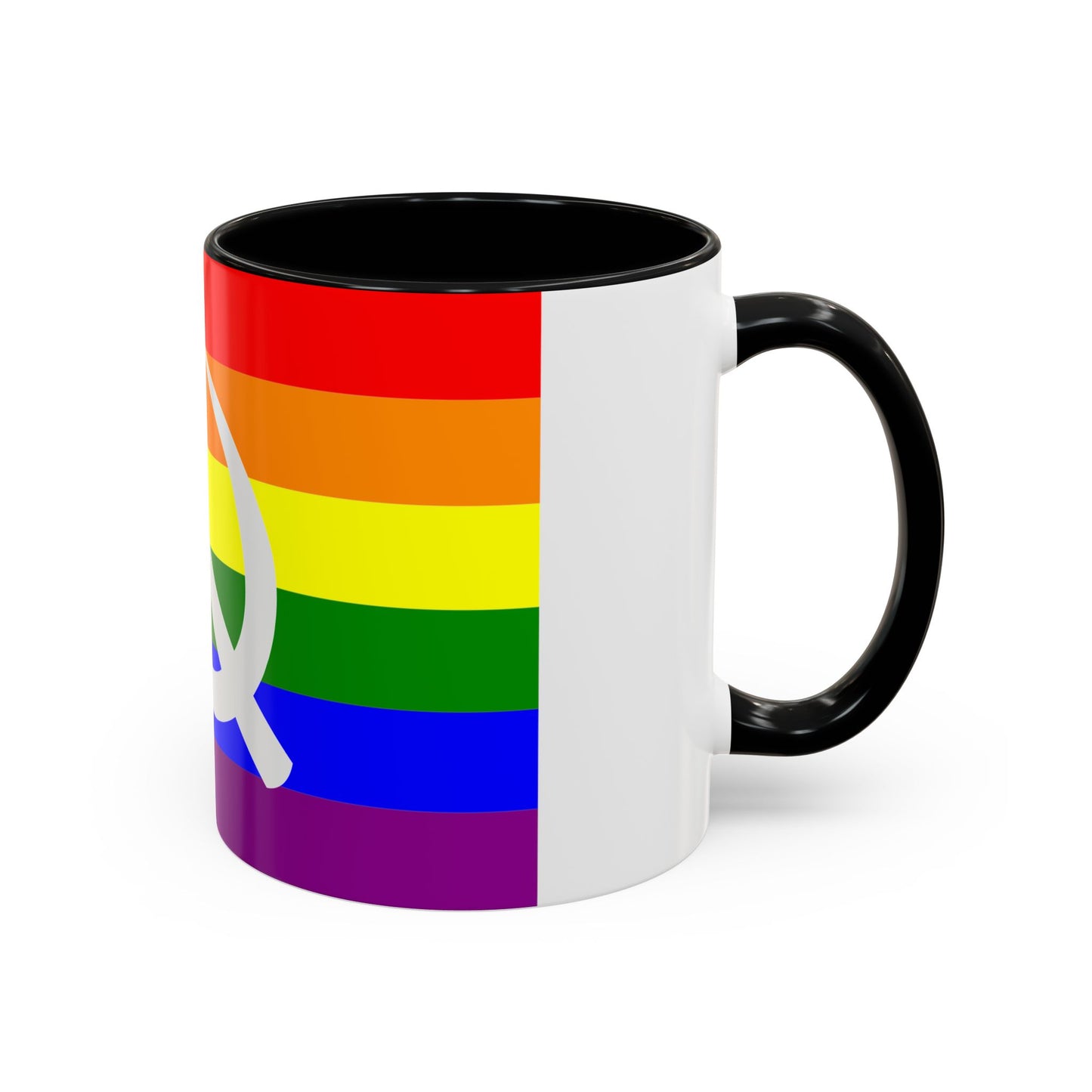 LGBTQ Socialist Rainbow Flag with Hammer and Sickle Communist Accent Coffee Mug