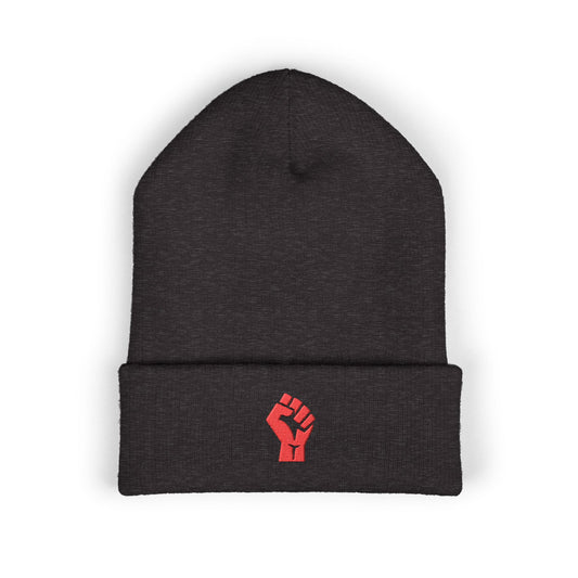 Socialist Embroidered Red Solidarity Fist Communist Leftist Beanie Hat