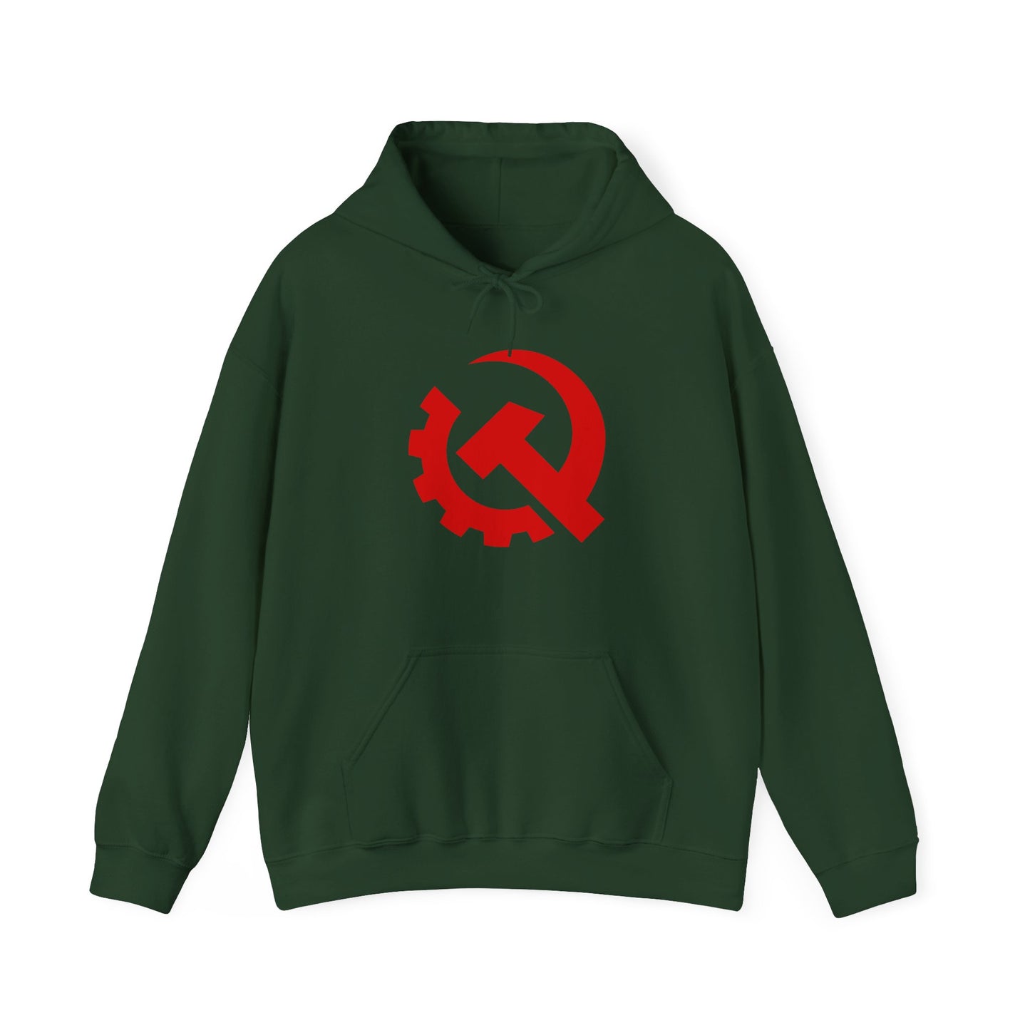 Communist Red Hammer & Sickle Gear Emblem Socialist Leftist Hoodie