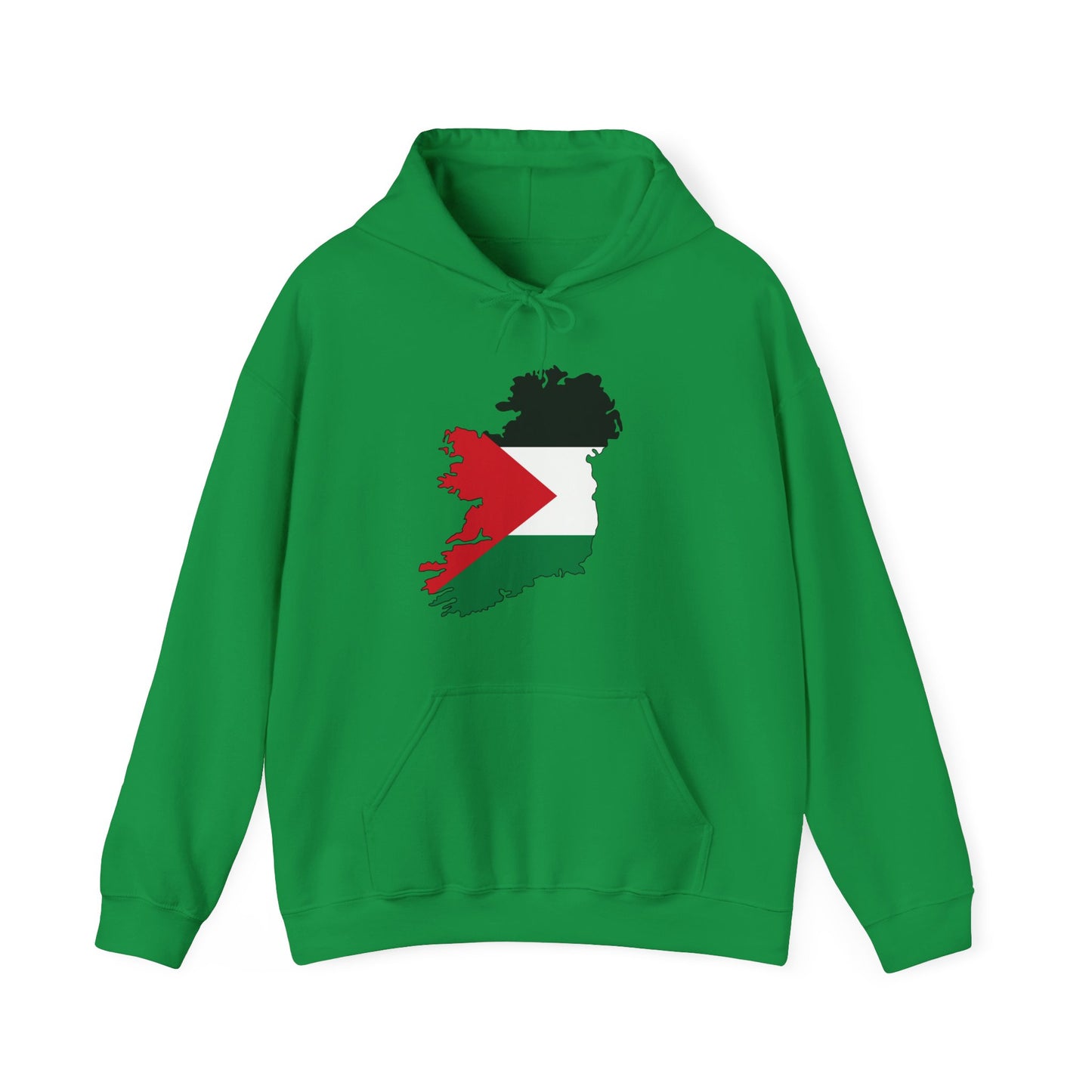 Irish Palestine Solidarity Outline of Ireland with Palestinian Flag Free Gaza Hoodie Unisex Heavy Blend™ Hooded Sweatshirt